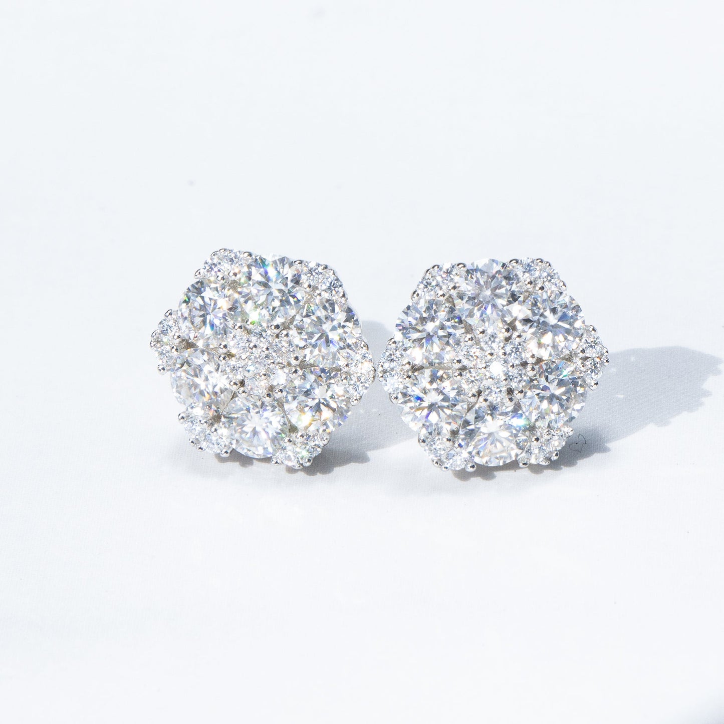 12mm Moissanite S925 Hexagon Stud Earrings