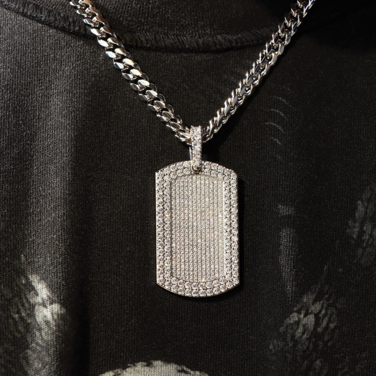 Iced Dog Tag Pendant
