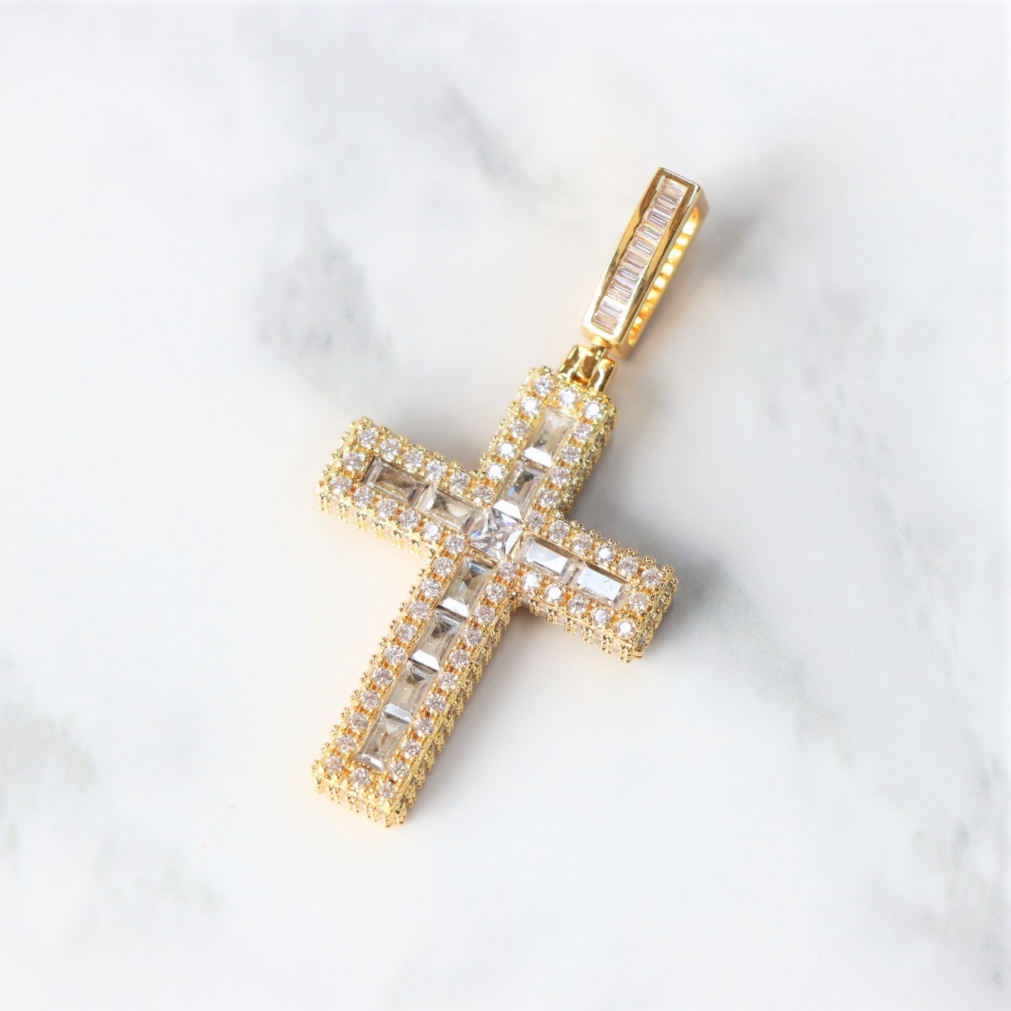 Baguette Cross Pendant Necklace
