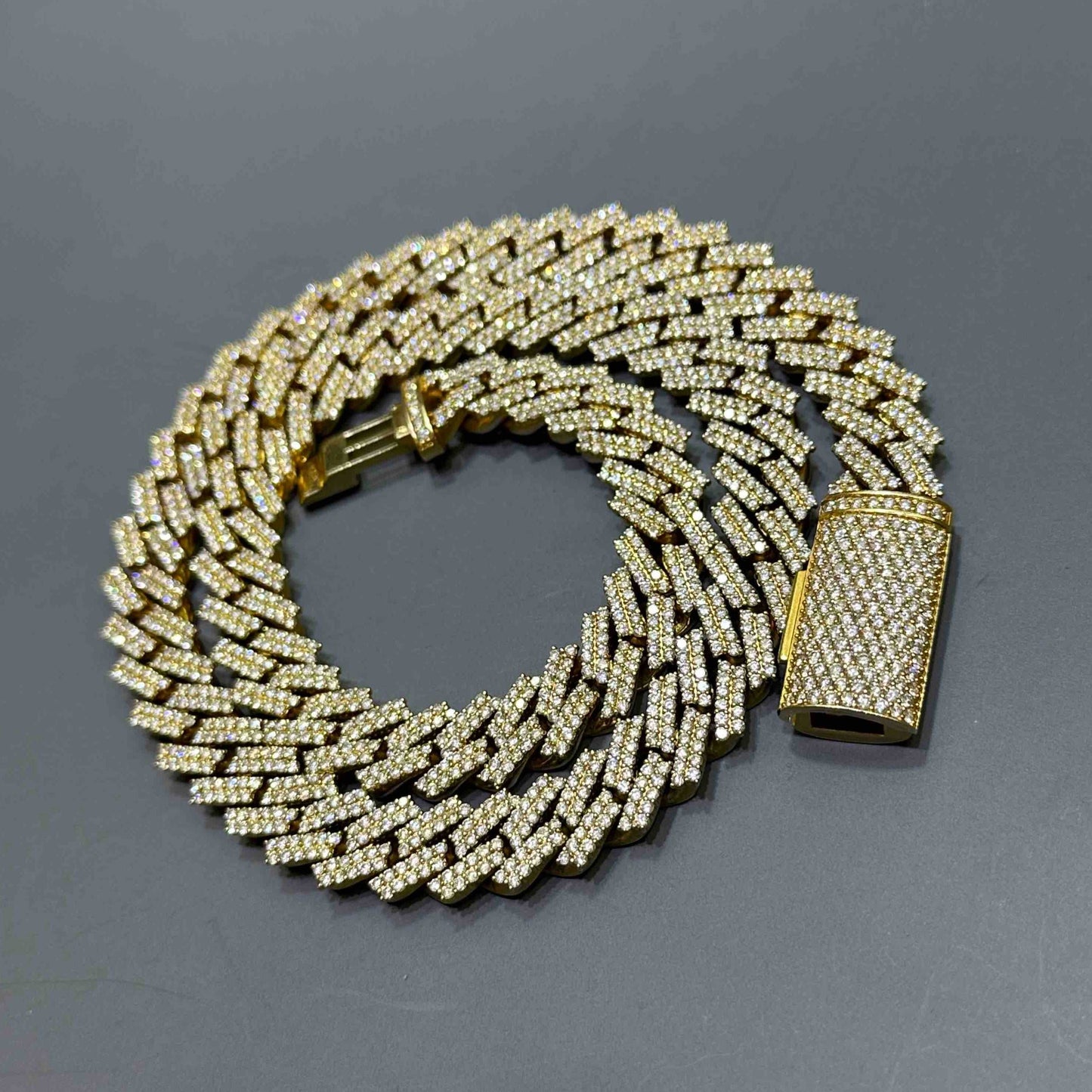 10k Yellow Gold BUST DOWN Iced Out Cuban Link w/ Prong