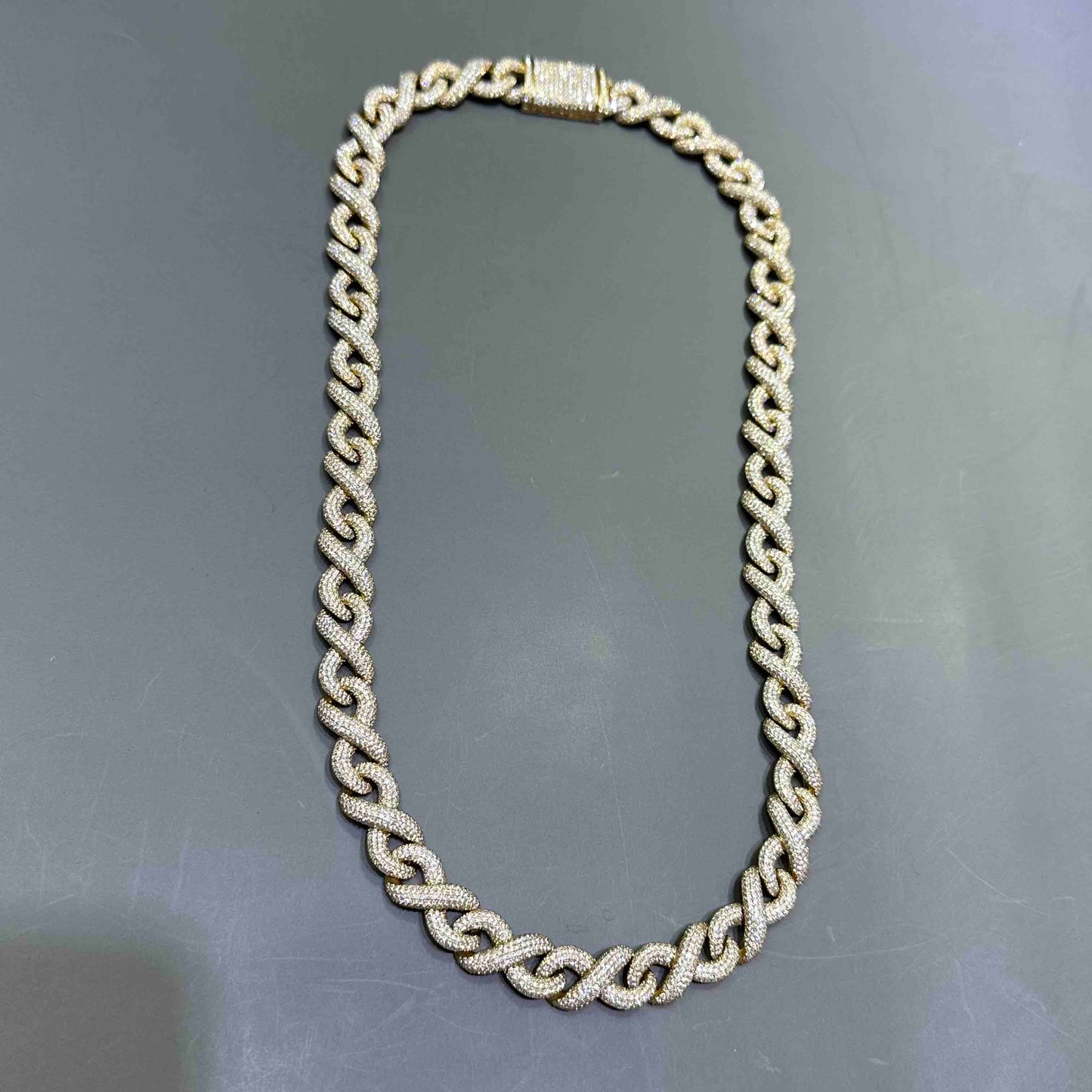 14K BUST DOWN INFINITY Migo Yellow Link Chain