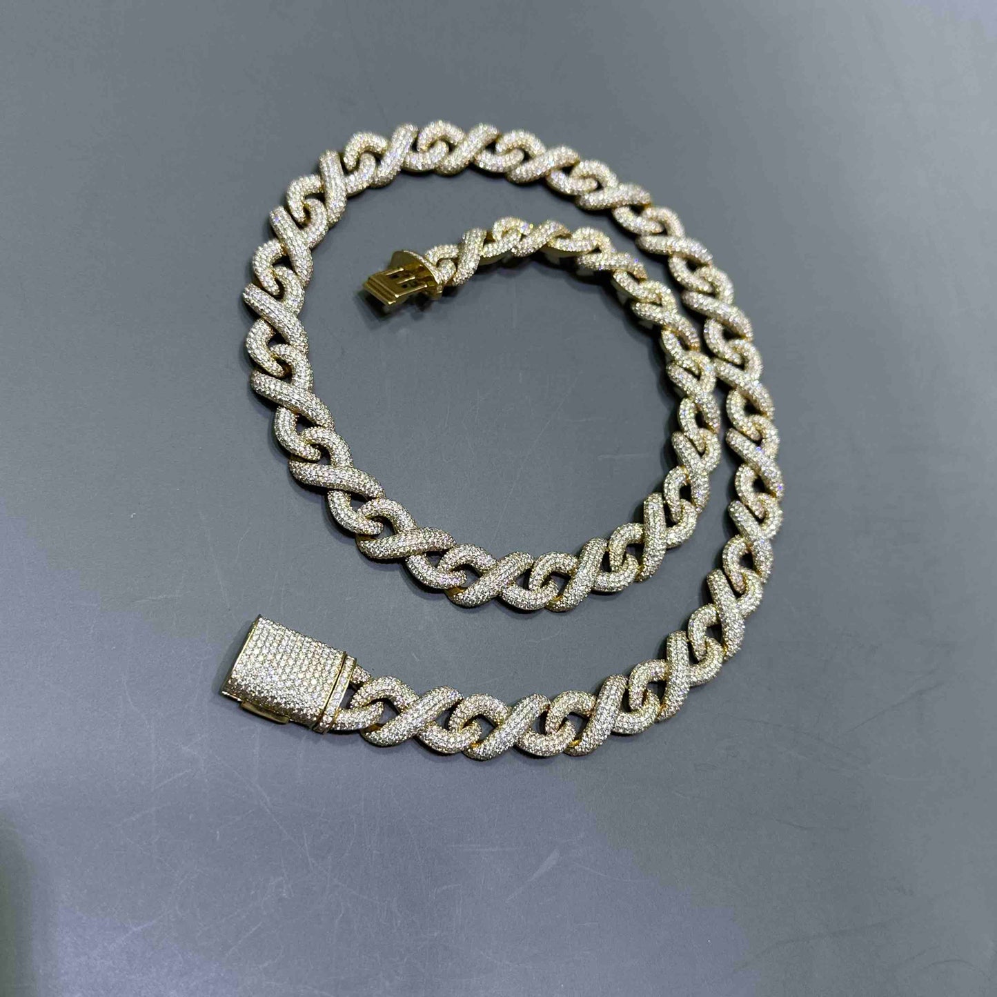 14K BUST DOWN INFINITY Migo Yellow Link Chain