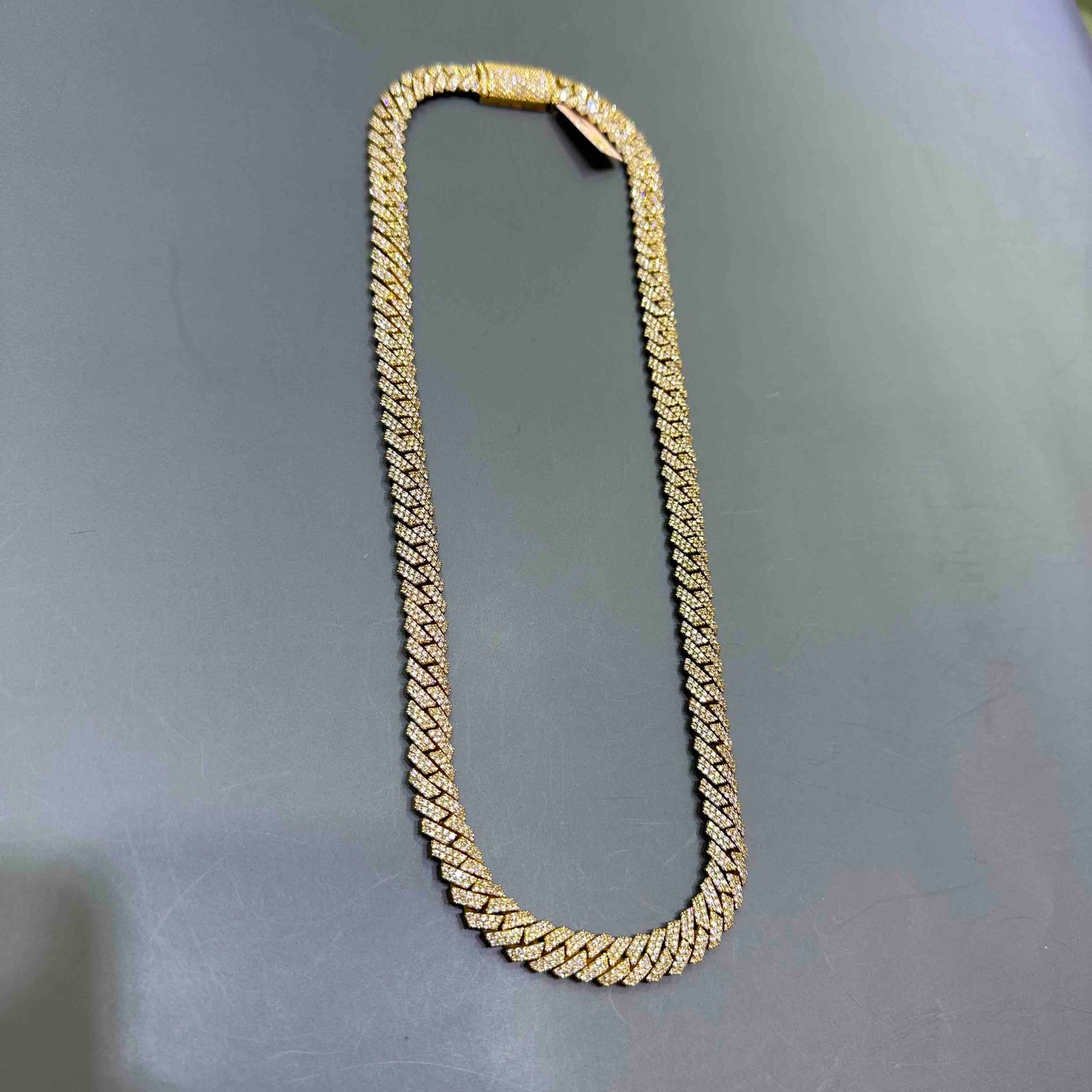 10k Yellow Gold Iced Out Prong Cuban Link VS1