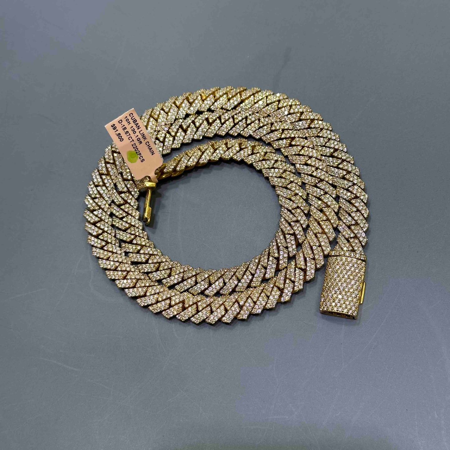 10k Yellow Gold Iced Out Prong Cuban Link VS1