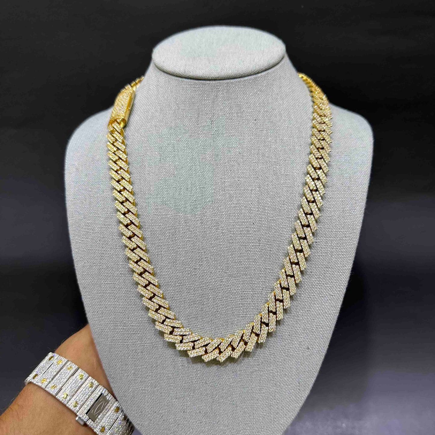 10k Yellow Gold BUST DOWN Iced Out Cuban Link w/ Prong