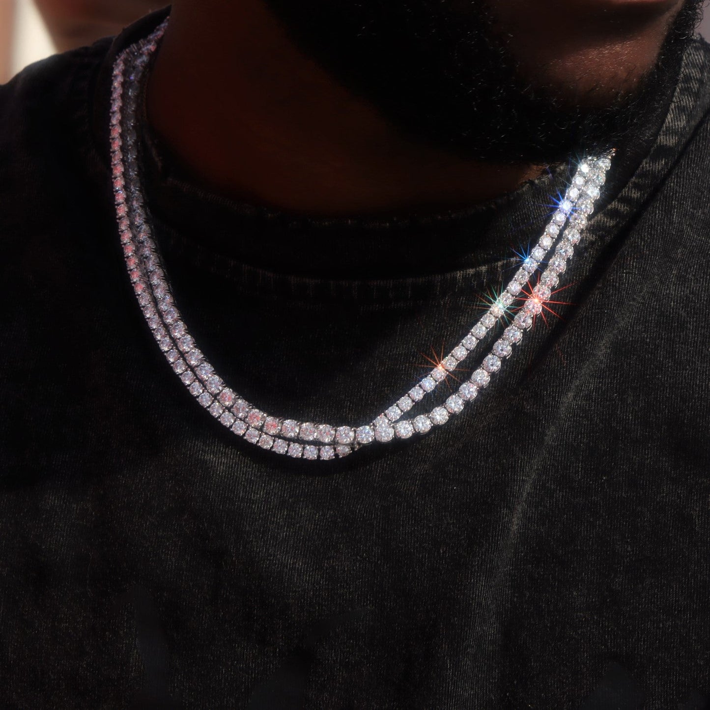 5mm Round Cut Diamond Tennis Chain-50% OFF Moissanite Chains
