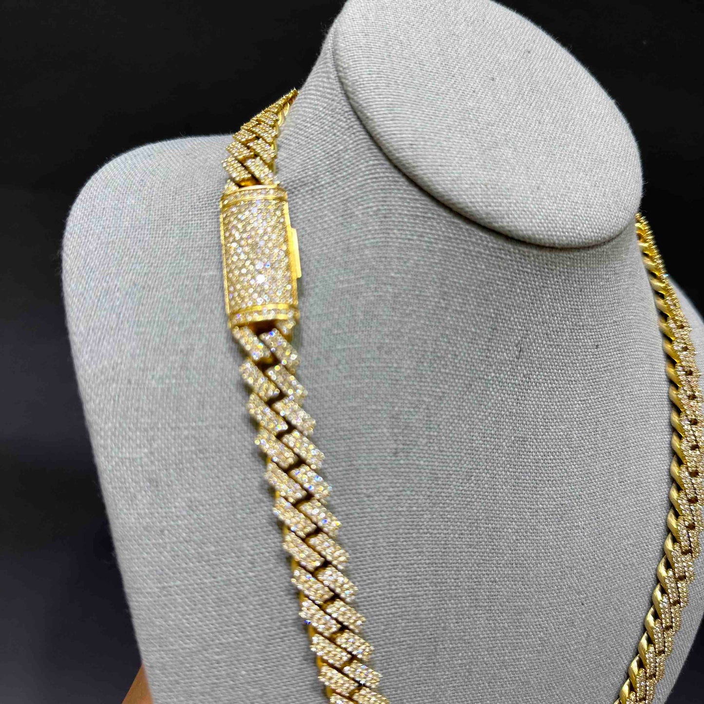 10k Yellow Gold BUST DOWN Iced Out Cuban Link w/ Prong
