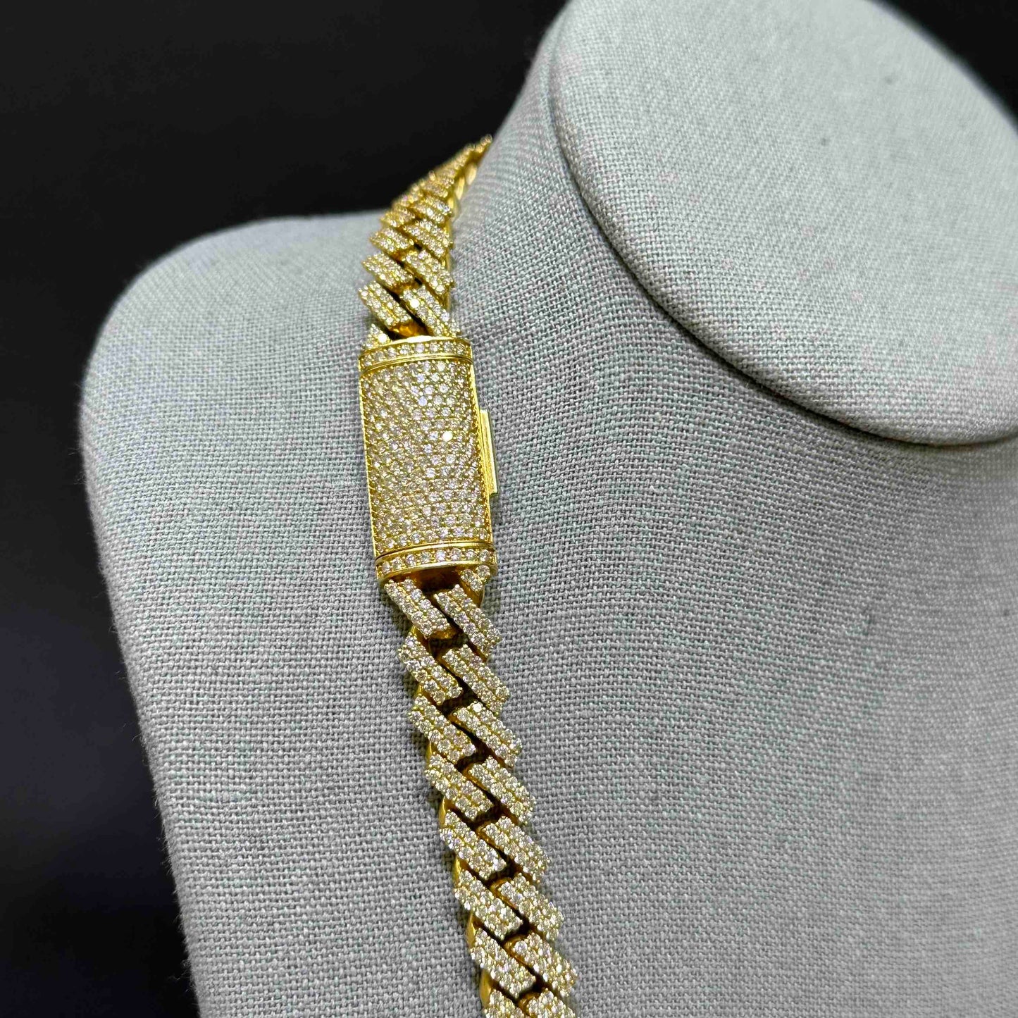 10k Yellow Gold BUST DOWN Iced Out Cuban Link w/ Prong