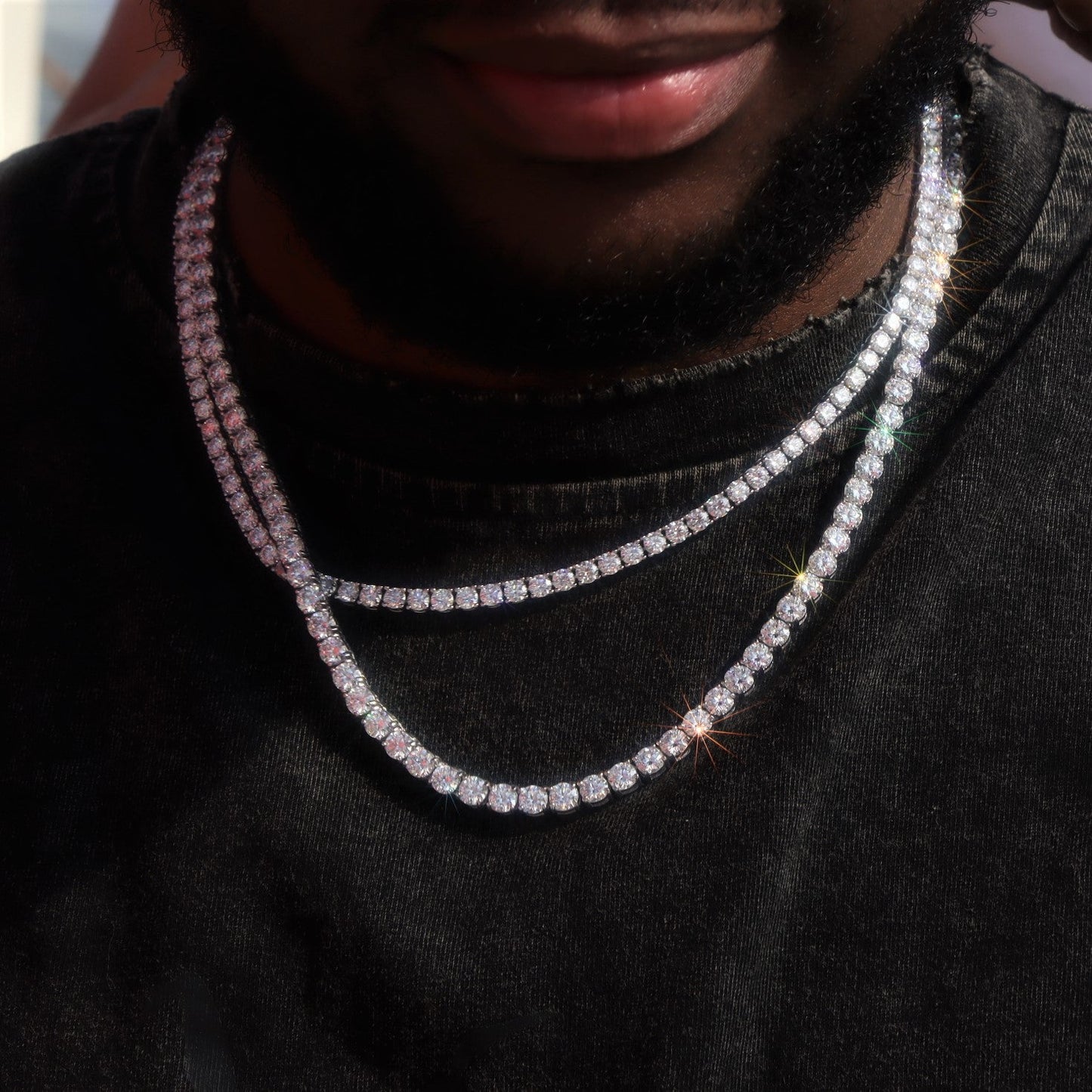 5mm Round Cut Diamond Tennis Chain-50% OFF Moissanite Chains
