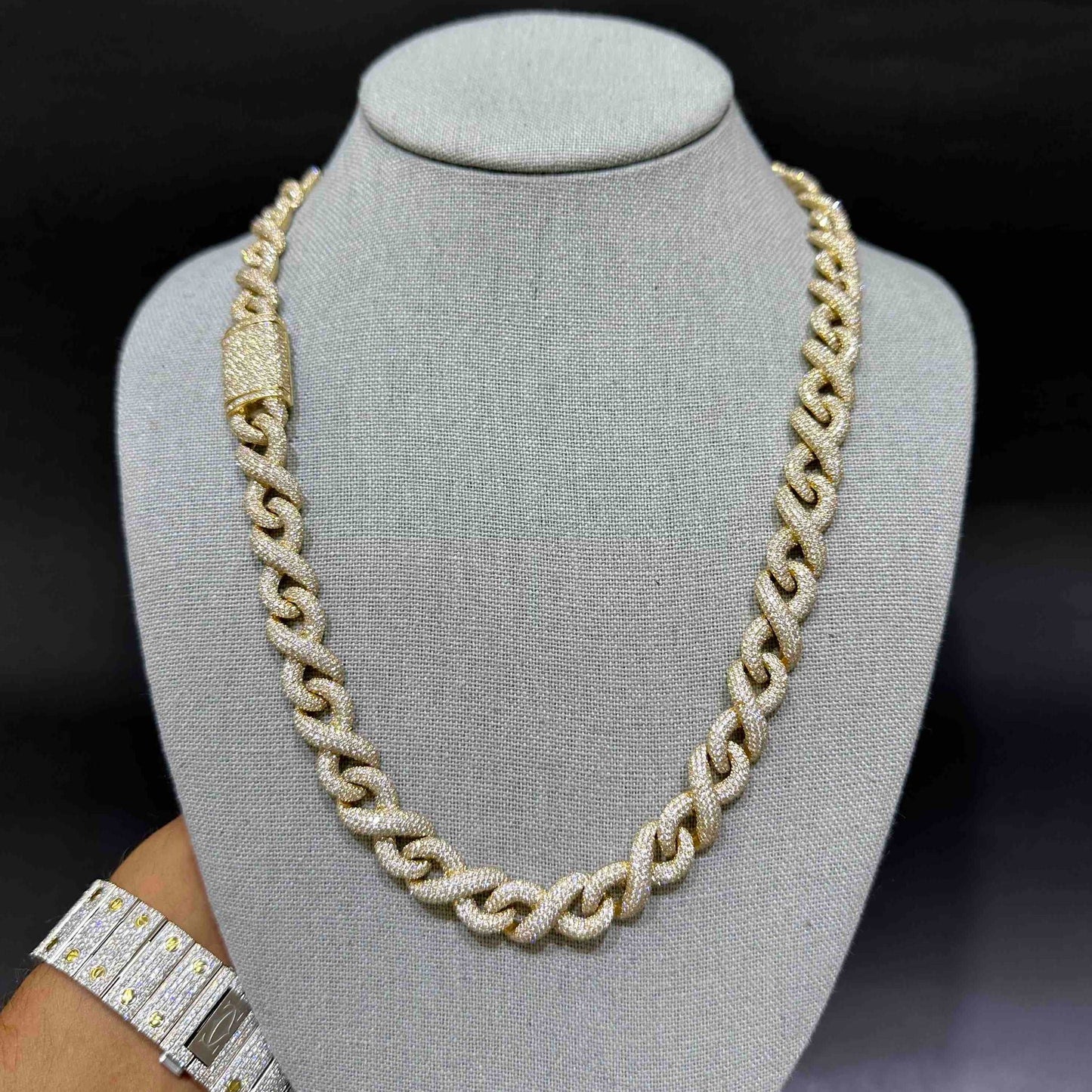 14K BUST DOWN INFINITY Migo Yellow Link Chain
