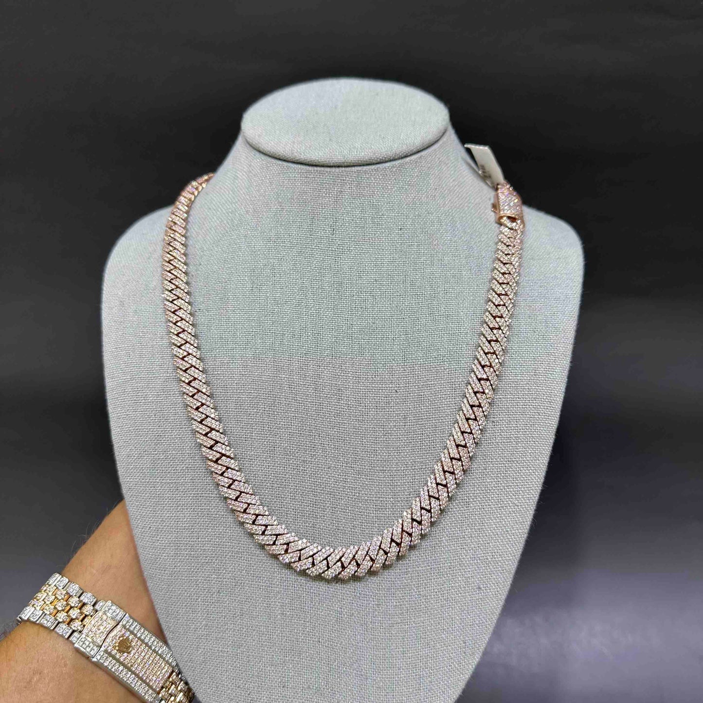 10k ICED ROSE GOLD MIAMI BUSTDOWN CUBAN LINK