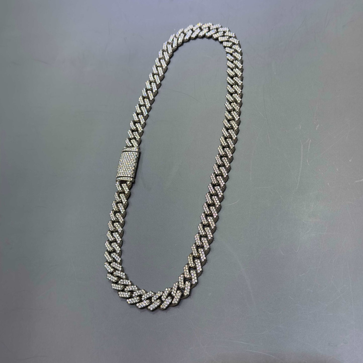 10k ICED MIAMI CUBAN LINK 24cts.t.w. VS1 Diamonds | White Gold | "Iced Bust Down" Chain