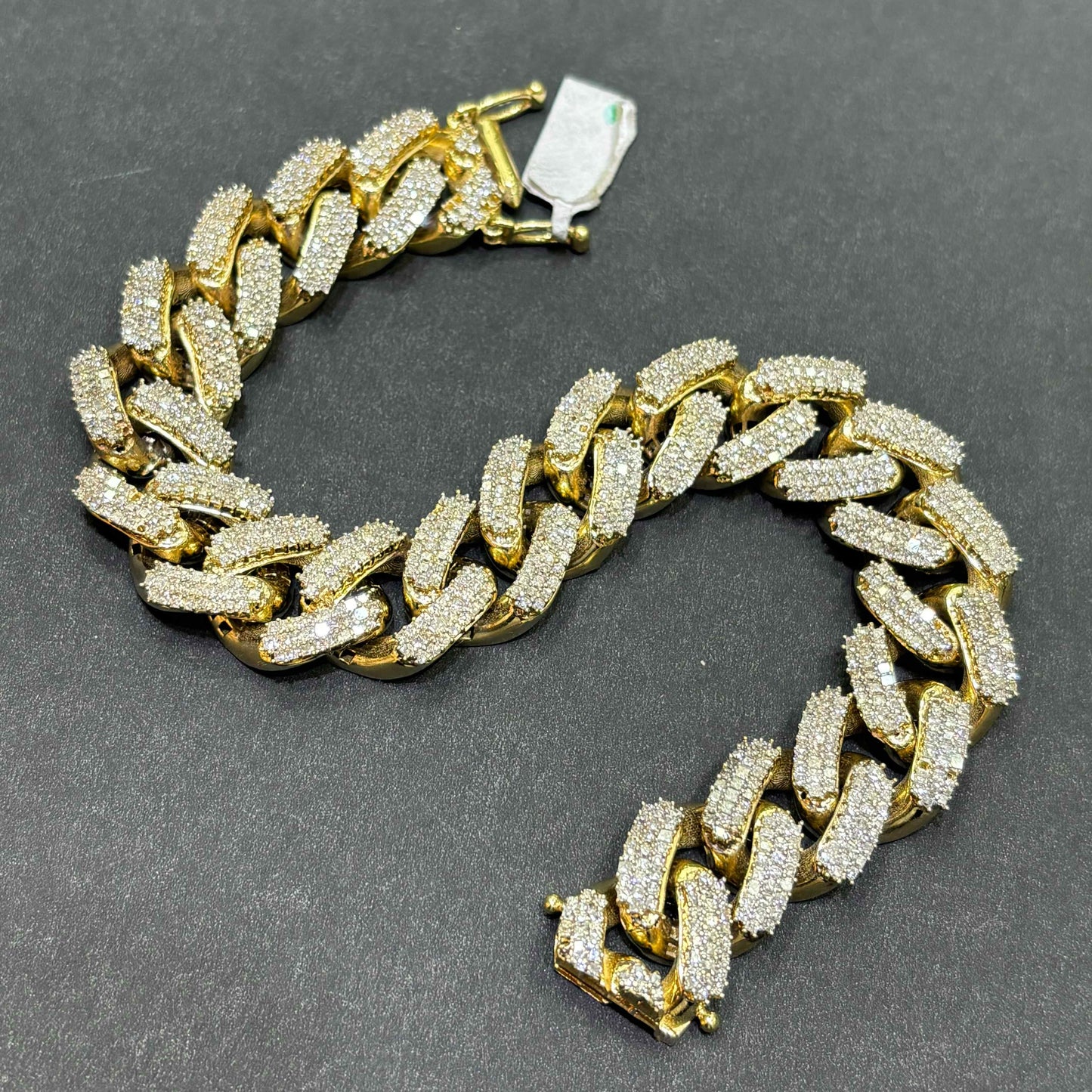 14k VS-1 Natural Diamond BUST DOWN CUBAN LINK BRACELET