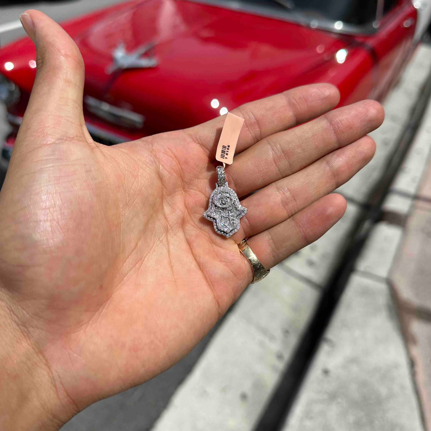 14k ICED HAMSA Pendant