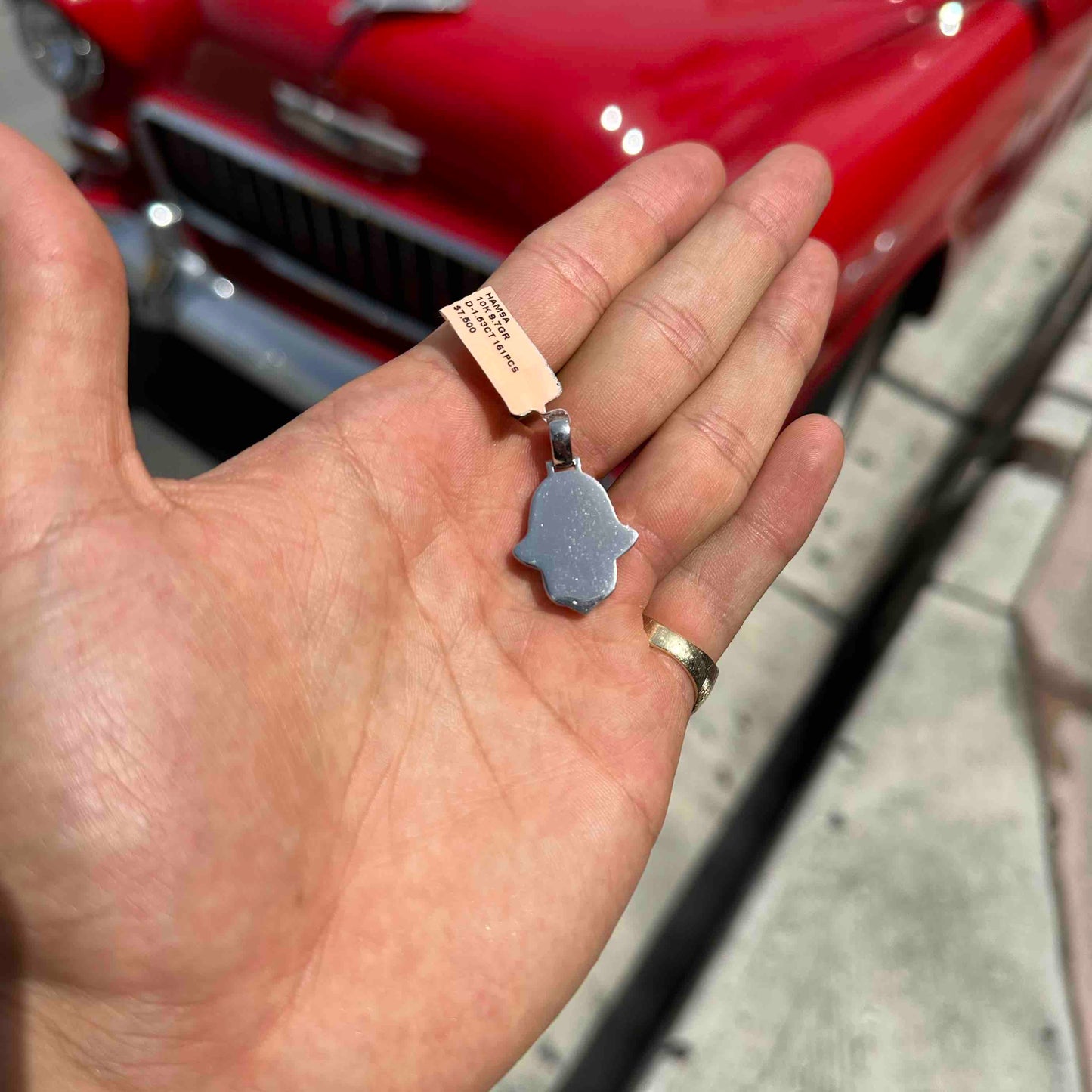 14k ICED HAMSA Pendant