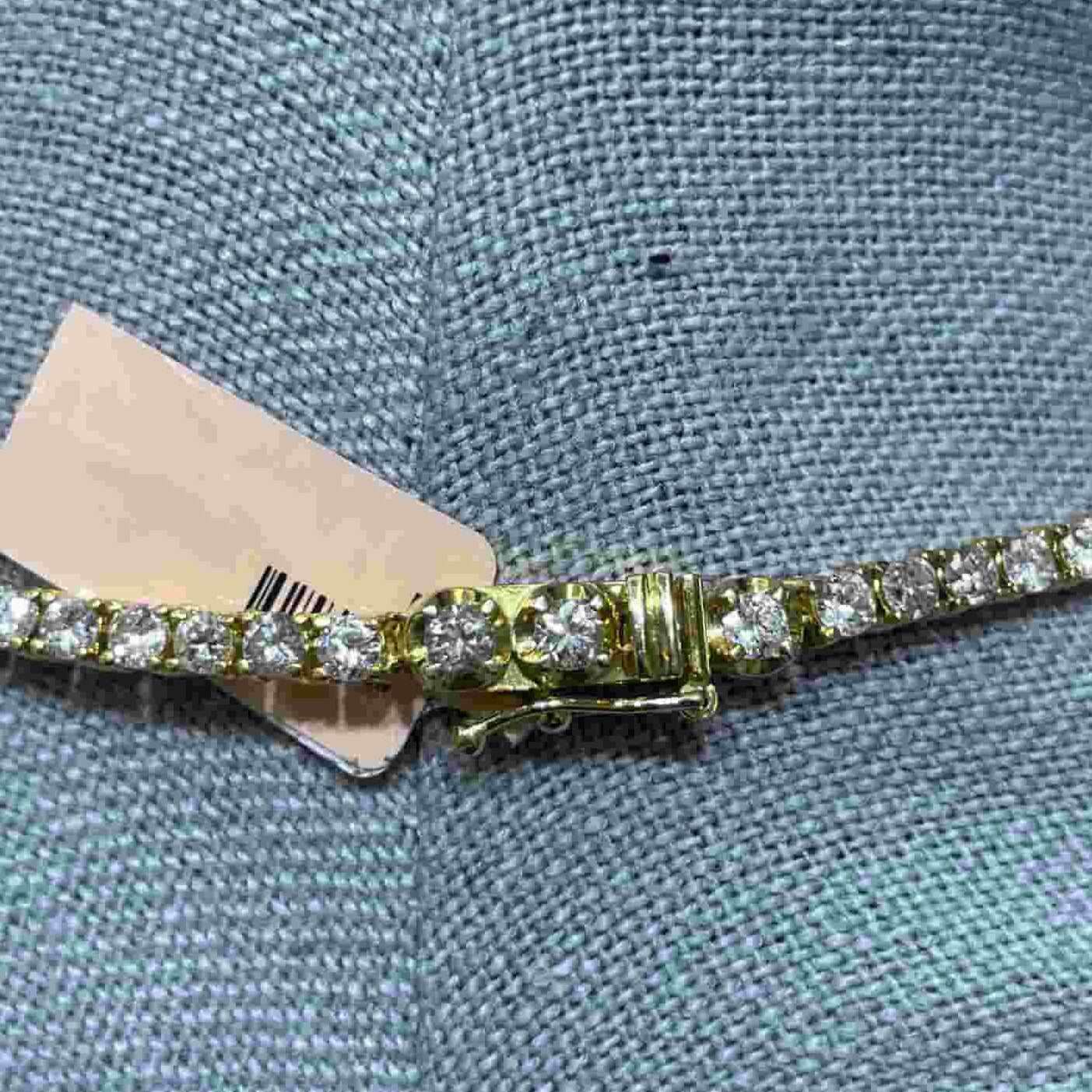 14k Tennis Yellow Gold Diamond Cross Necklace