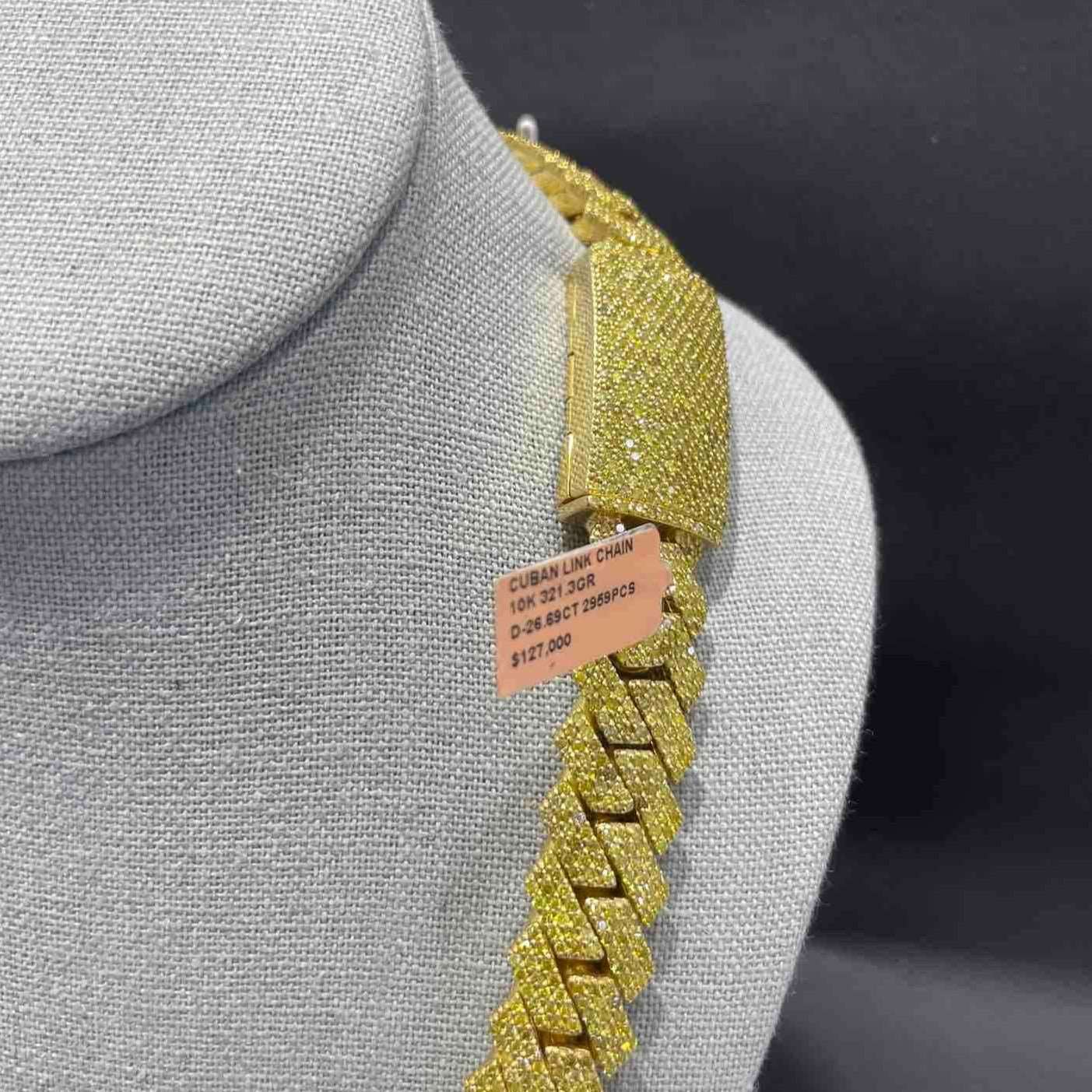 10k YELLOW DIAMOND BUST DOWN CUBAN CHAIN