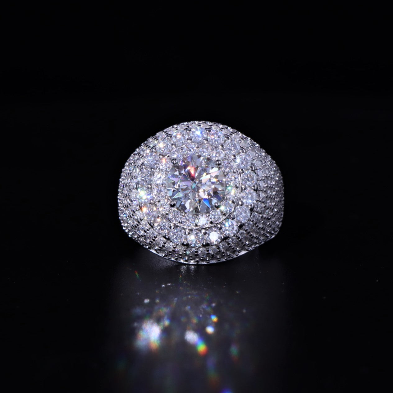 Moissanite S925 Clustered Band Ring in White Gold