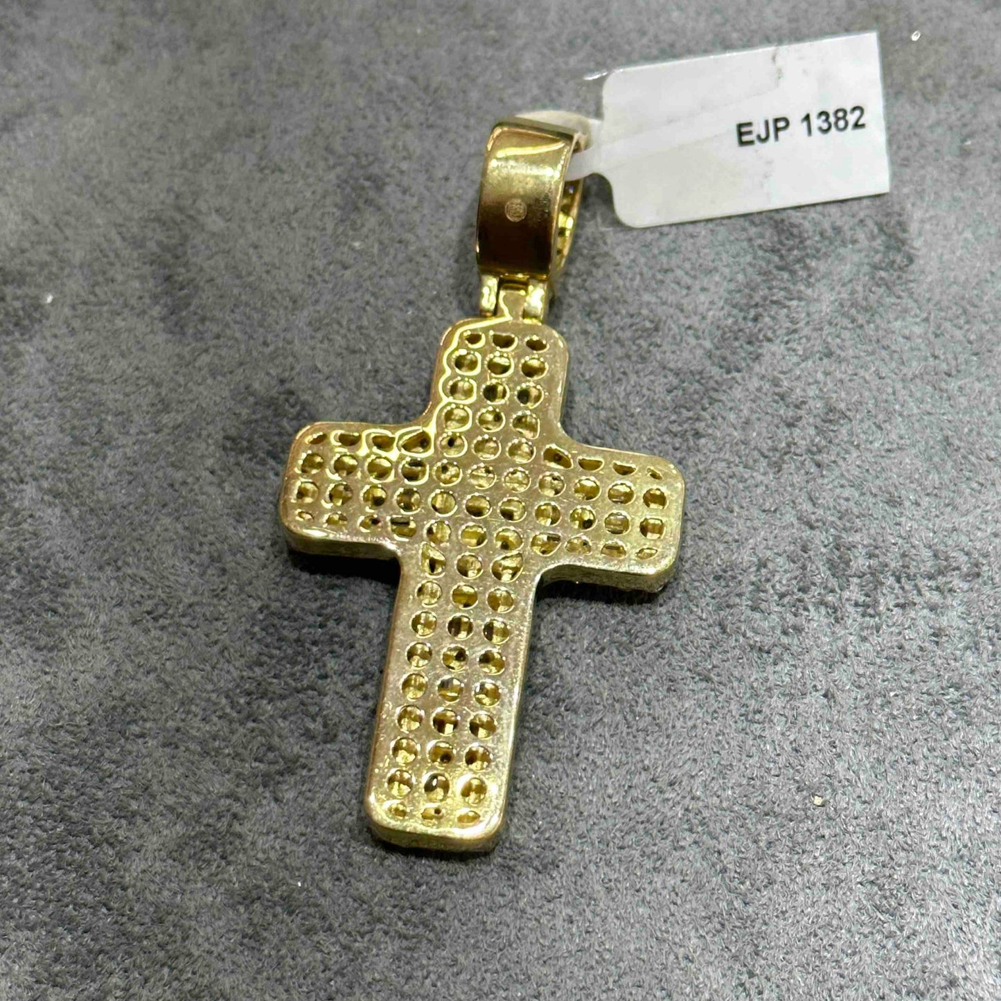 14k Yellow Gold Diamond "Baguette" Iced Bust Down Cross