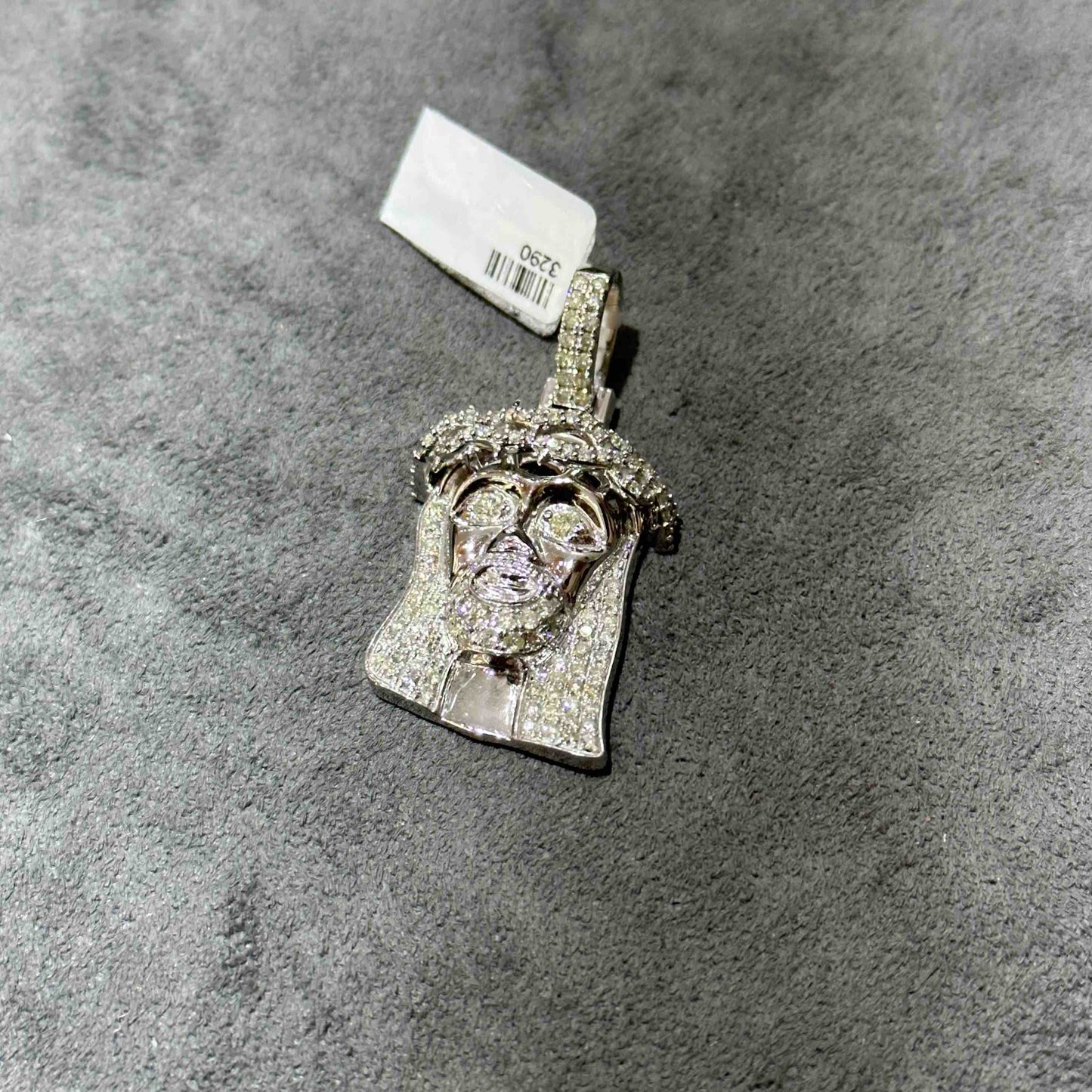 10k White Gold Jesus Piece Iced Bust Down