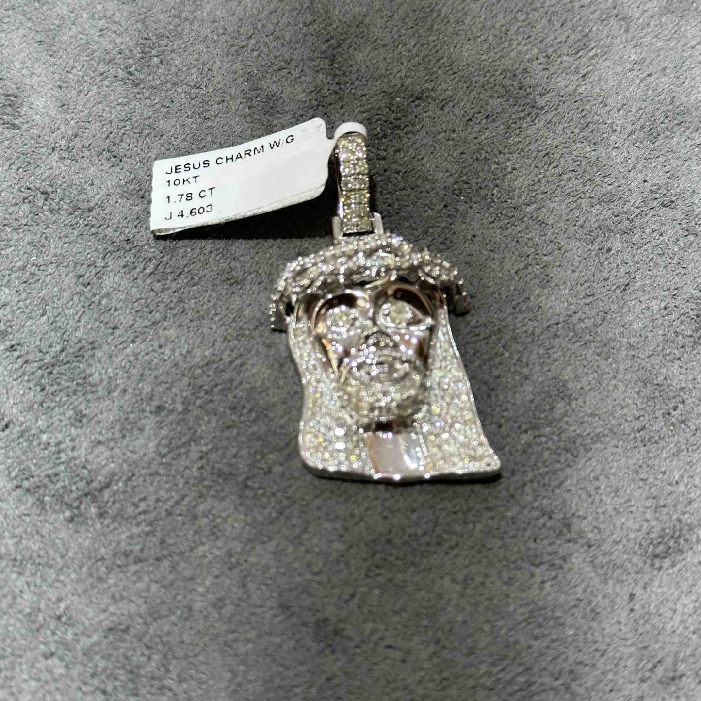 10k White Gold Jesus Piece Iced Bust Down