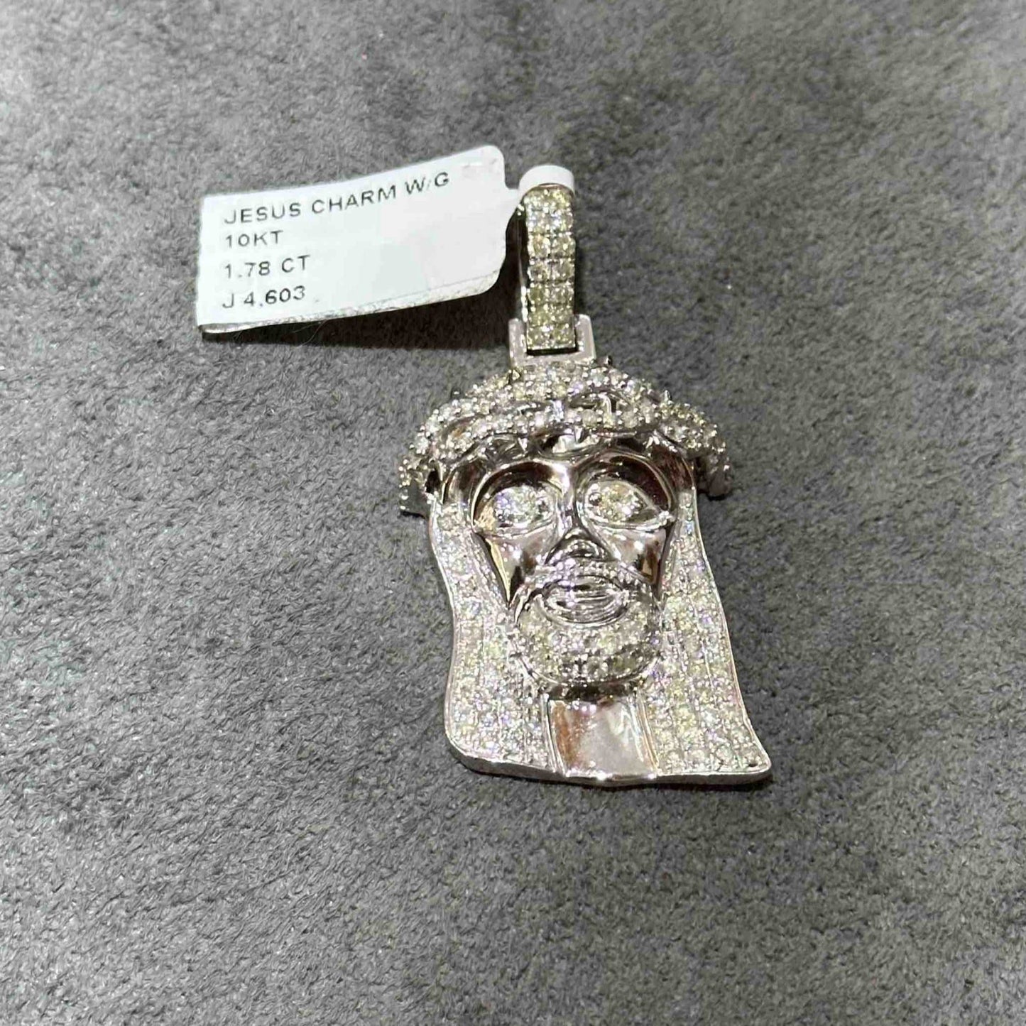 10k White Gold Jesus Piece Iced Bust Down