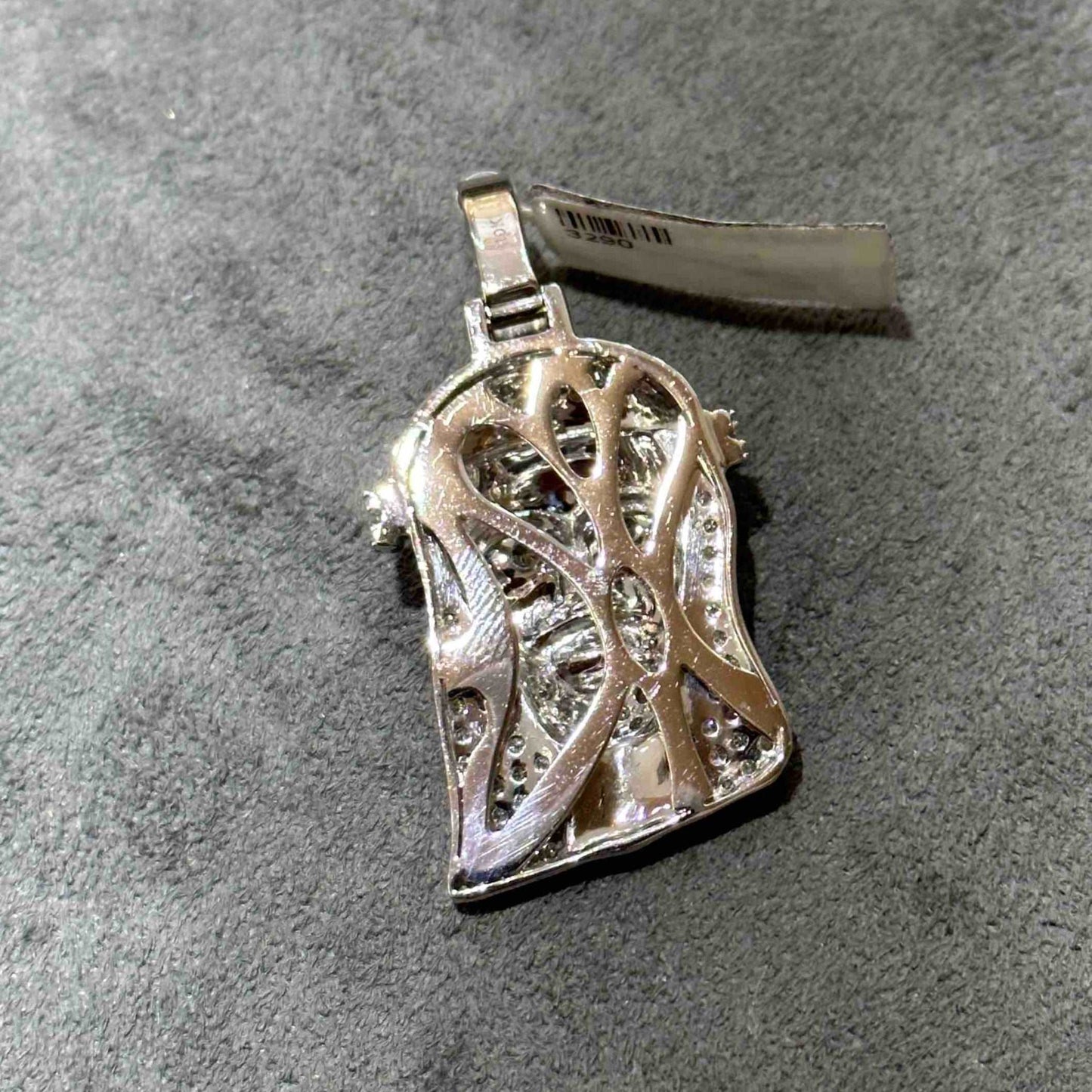 10k White Gold Jesus Piece Iced Bust Down
