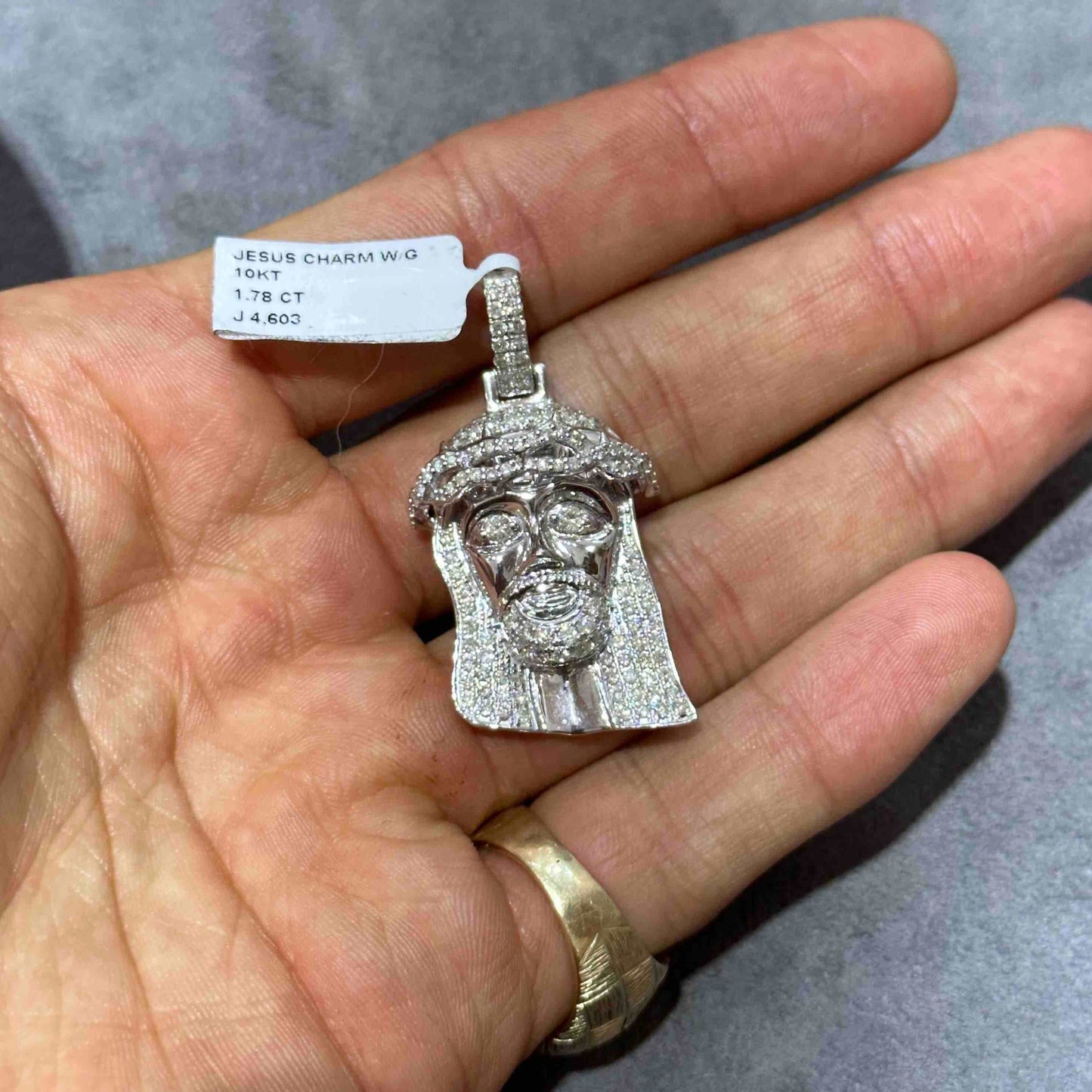 10k White Gold Jesus Piece Iced Bust Down