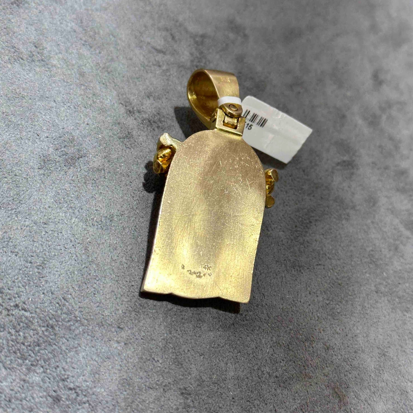 14k Solid Yellow Gold Jesus Piece Iced Bust Down