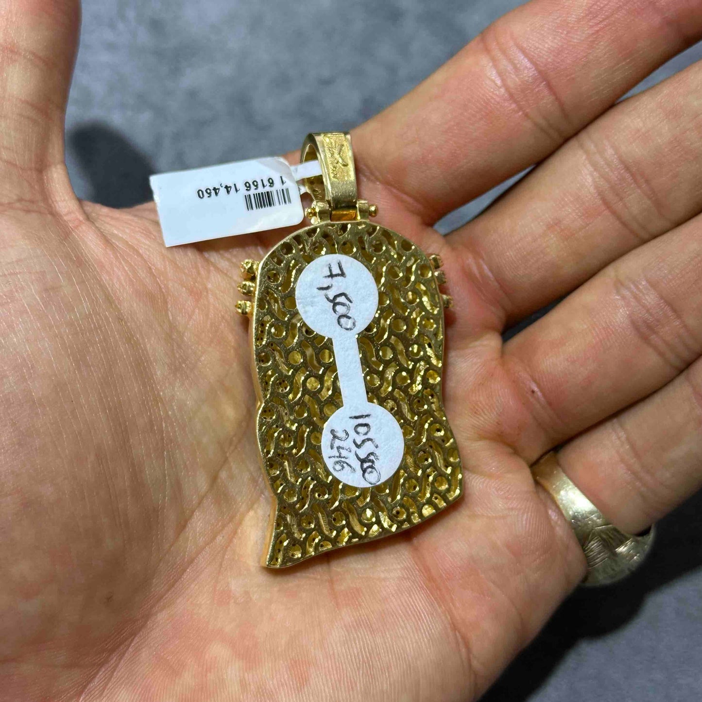 14k Solid Yellow Gold Jesus Piece Iced Bust Down Pendant