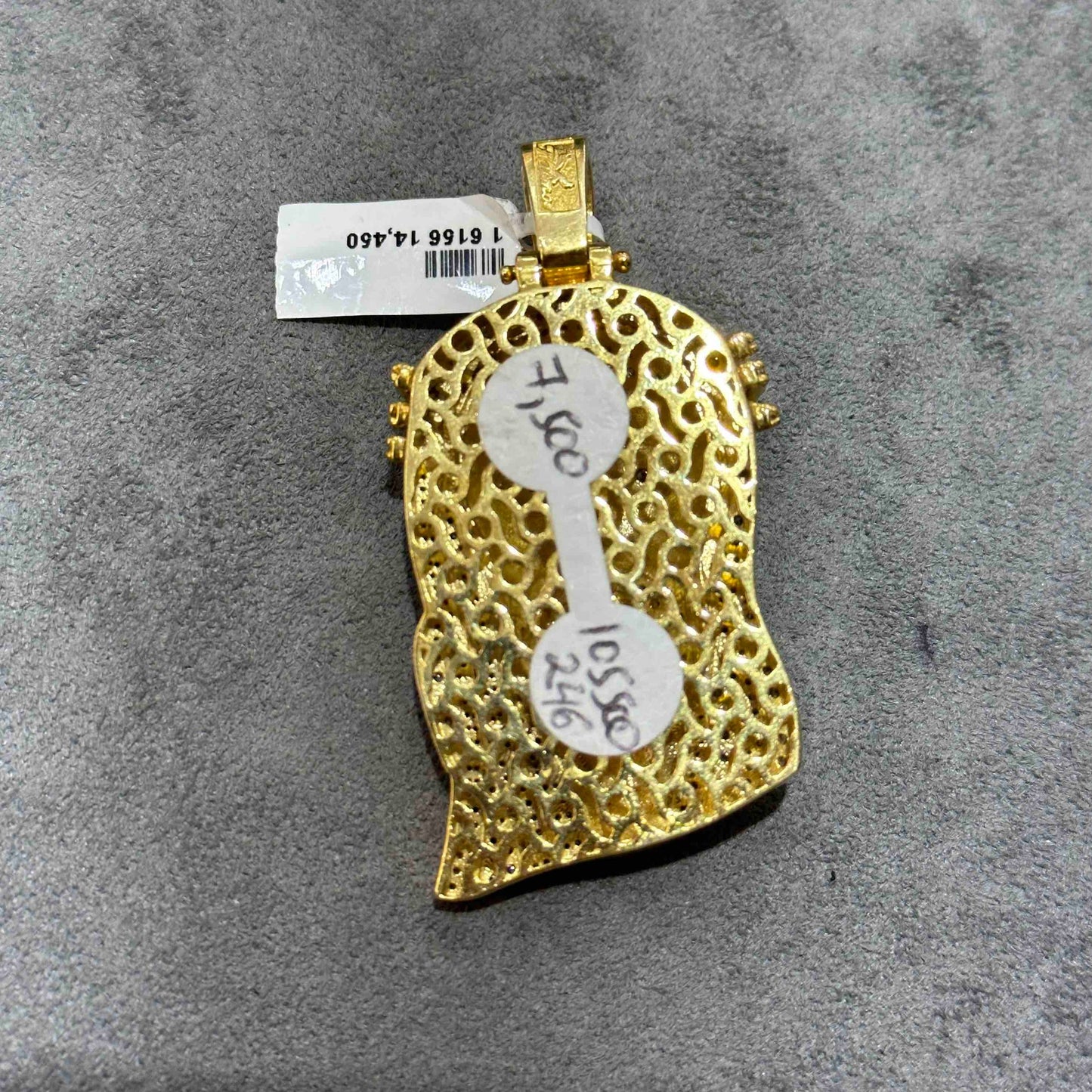 14k Solid Yellow Gold Jesus Piece Iced Bust Down Pendant