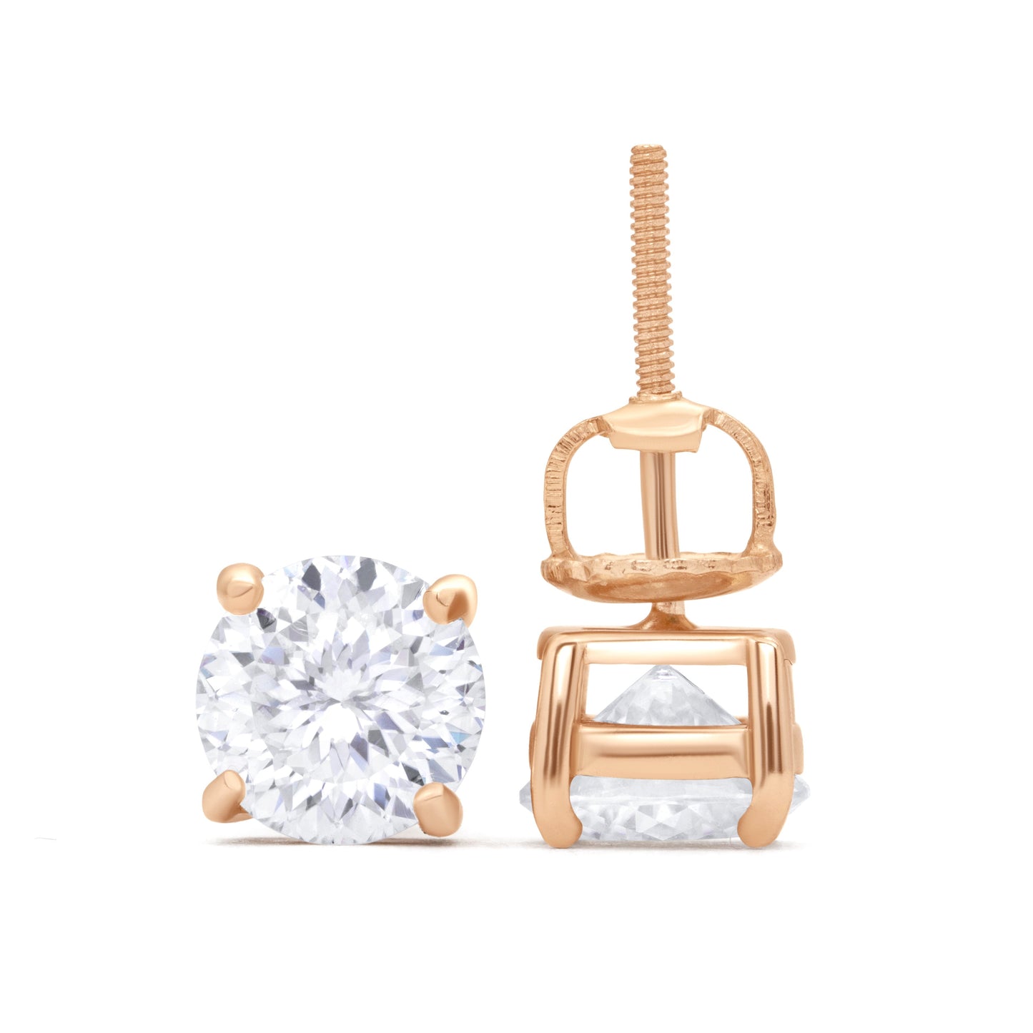 Bird Nest Cut Solitaire Stud Earrings