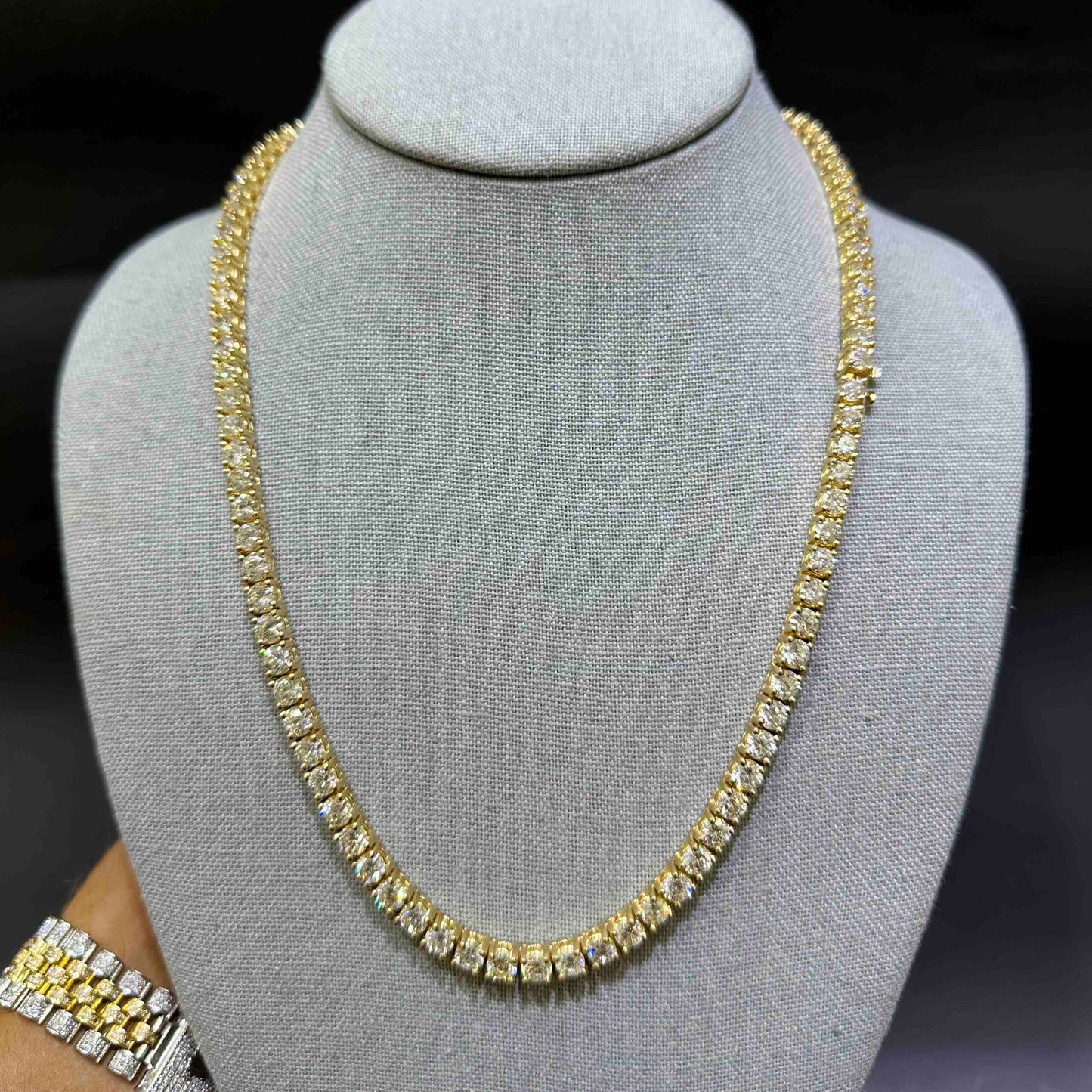 14k VS-1 70 CT Iced Out Tennis Chain Yellow Gold