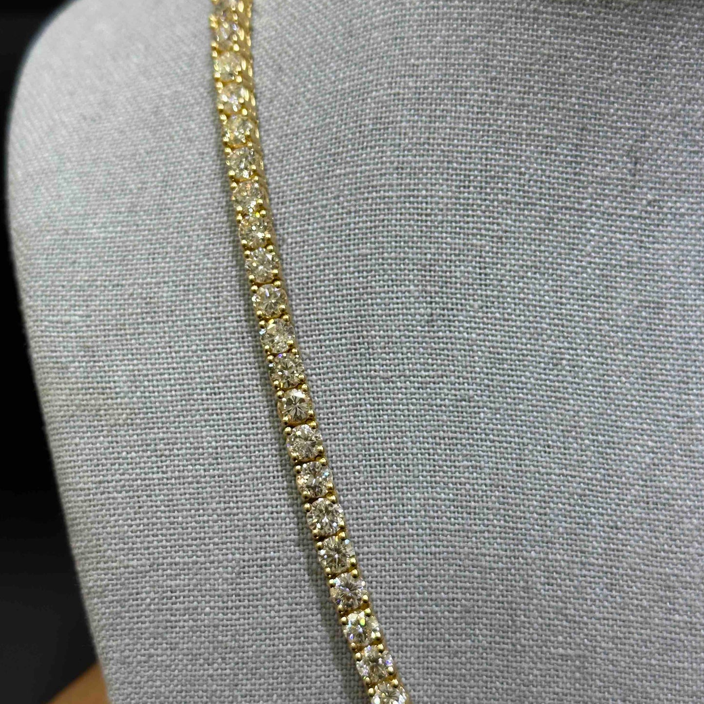 14k VS-1 70 CT Iced Out Tennis Chain Yellow Gold