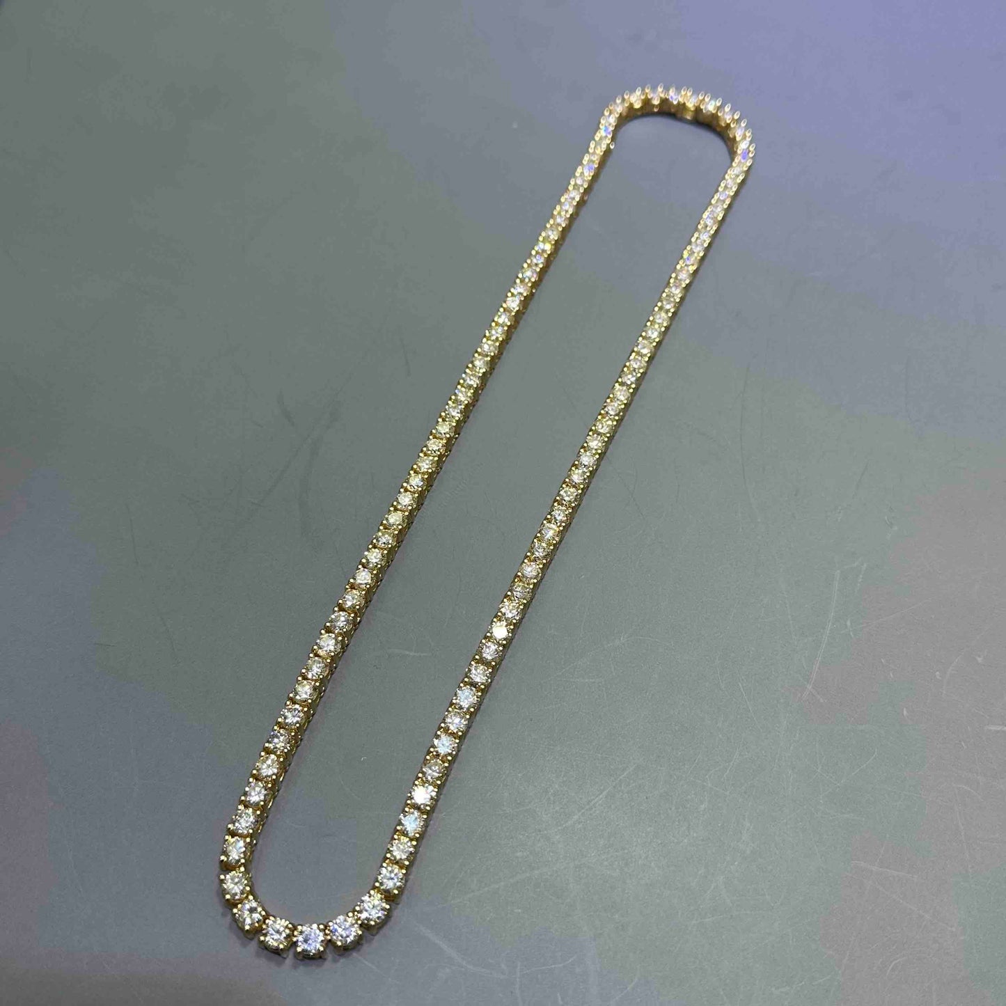 14k VS-1 70 CT Iced Out Tennis Chain Yellow Gold