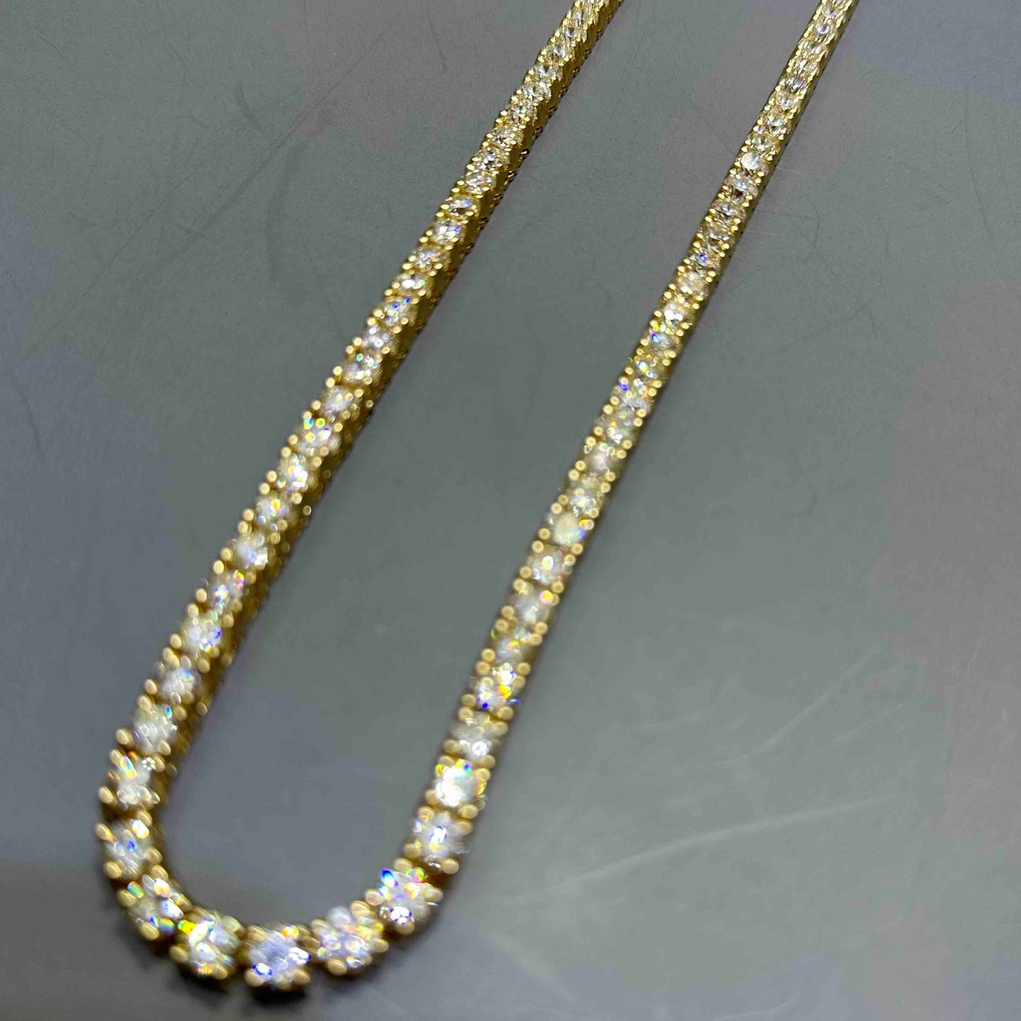 14k VS-1 70 CT Iced Out Tennis Chain Yellow Gold