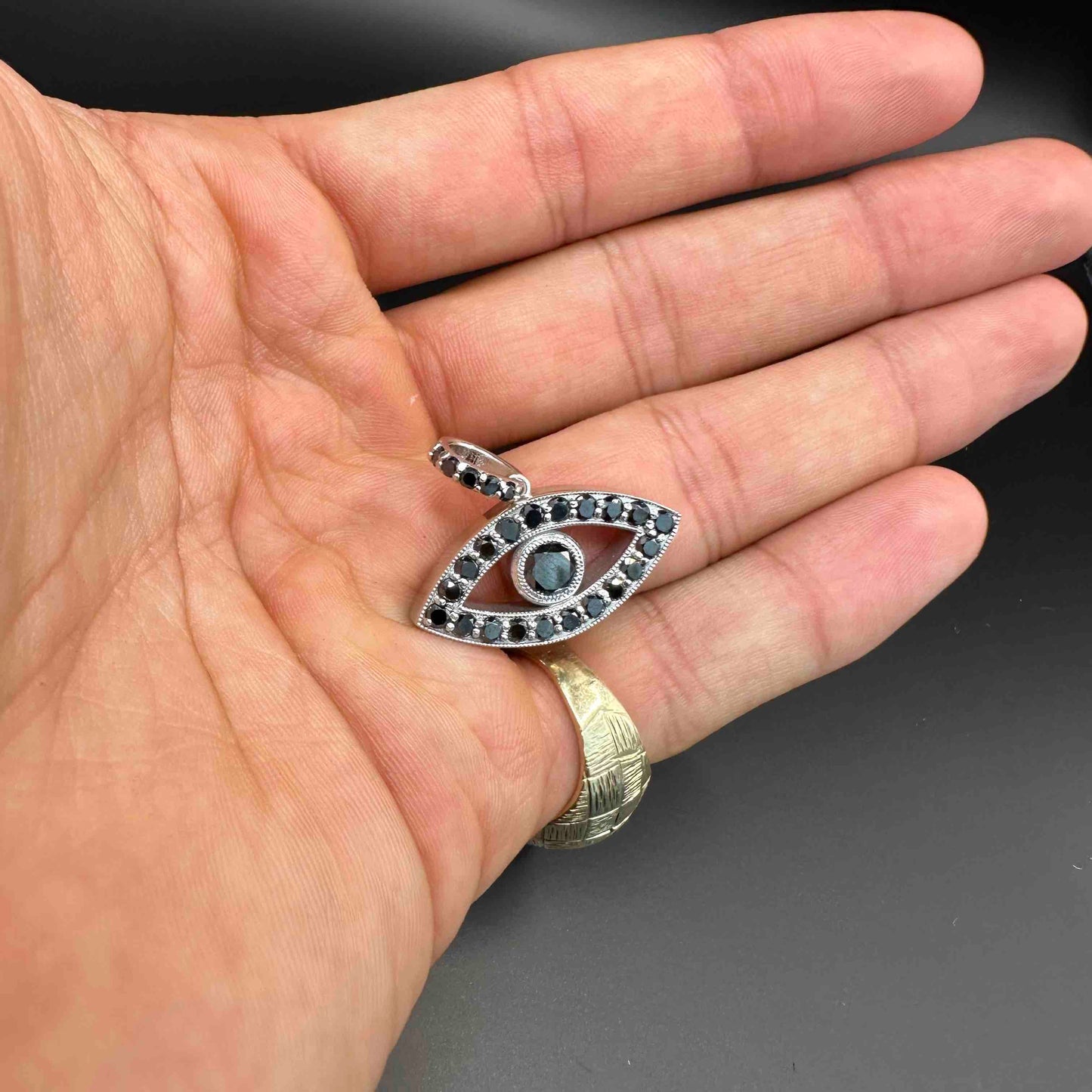 14k Black Diamond All Seeing Eye