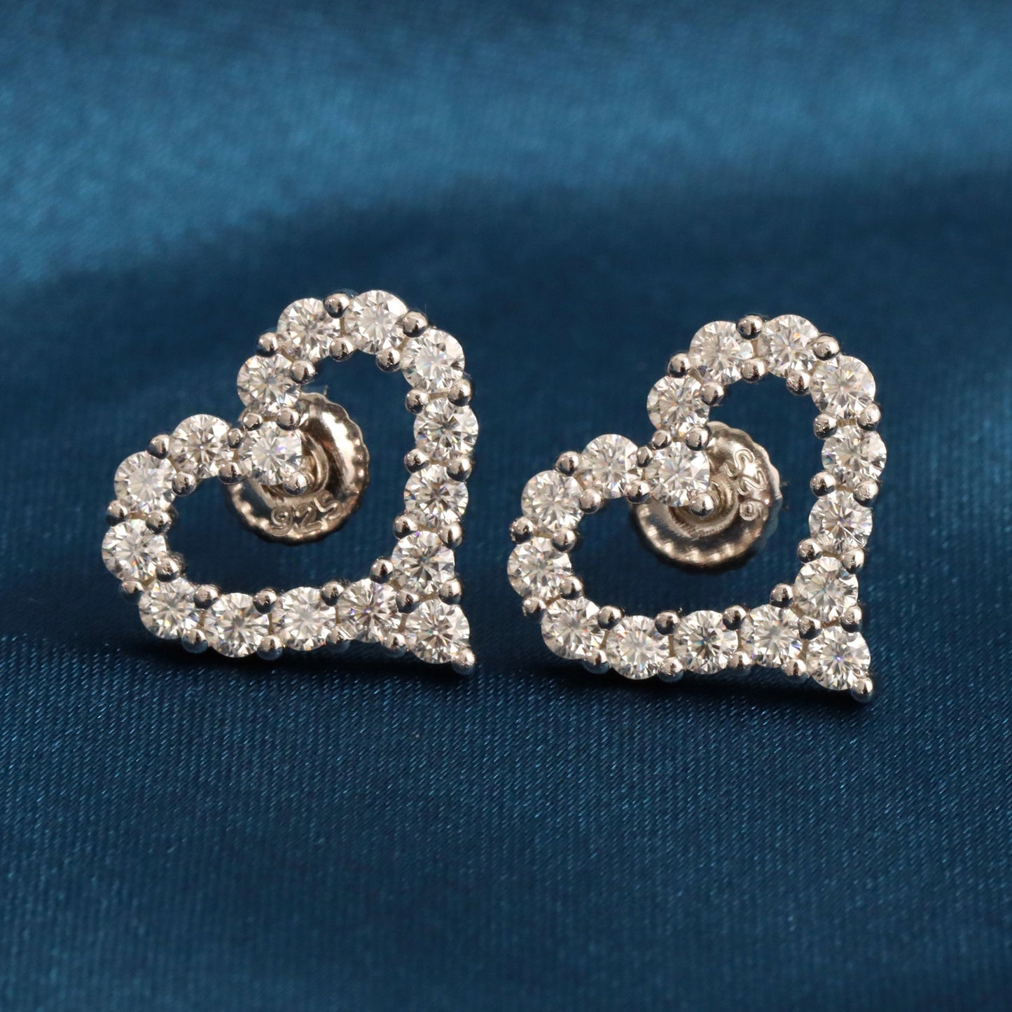 Diamond Heart Stud Earrings