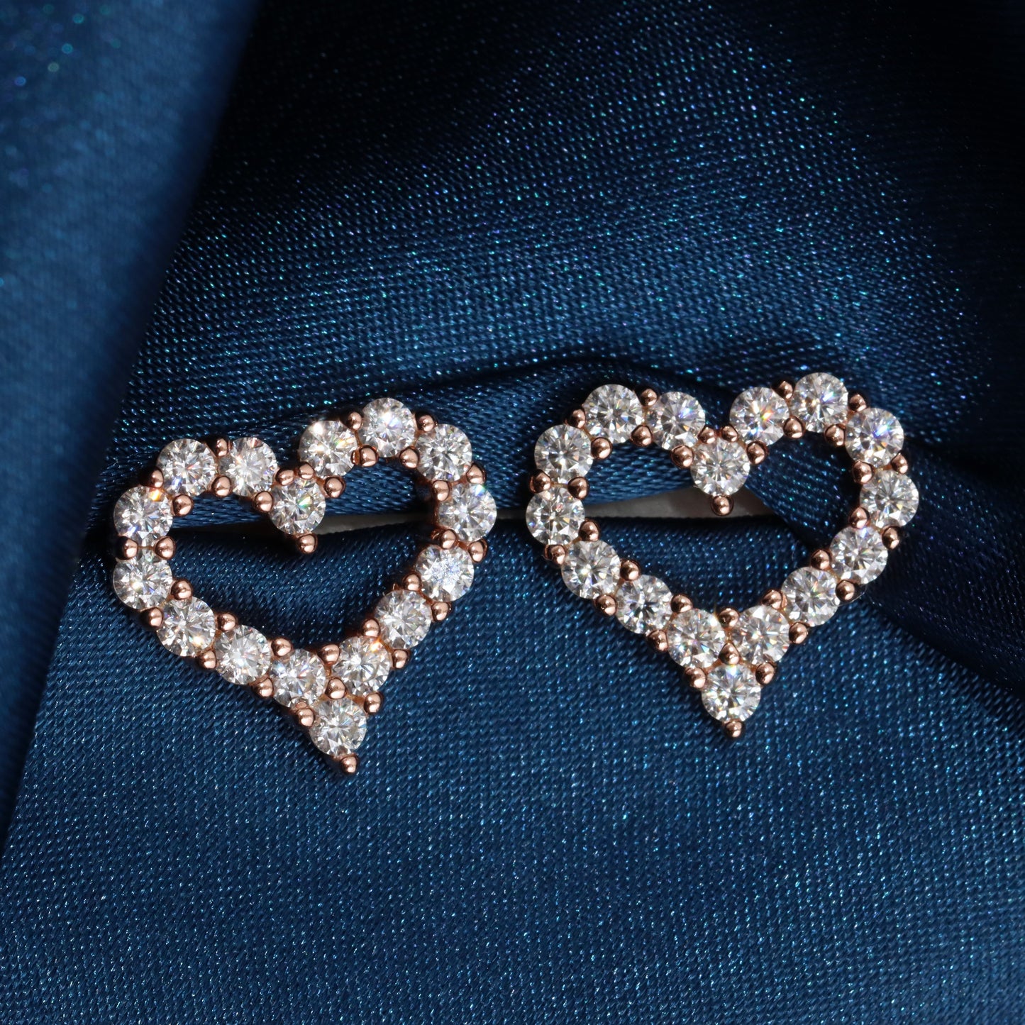 Diamond Heart Stud Earrings