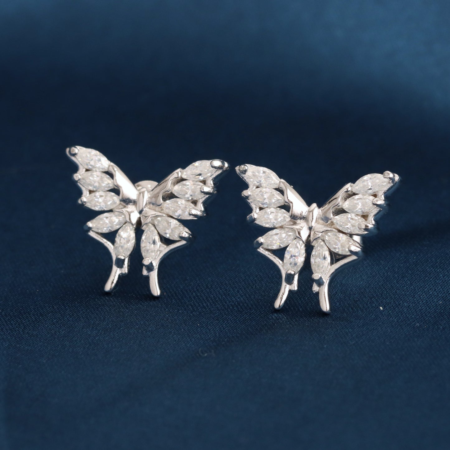 Marquise Cut Butterfly Diamond Stud Earrings