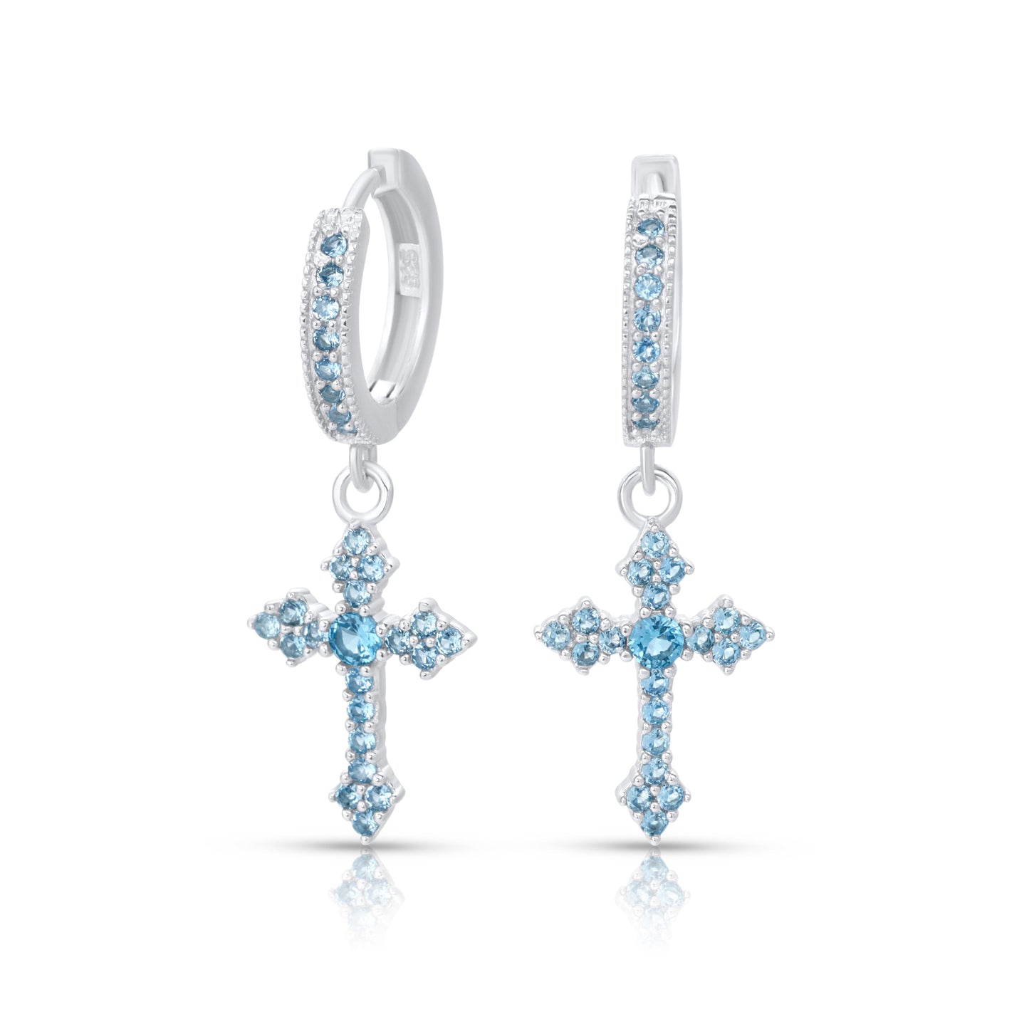 Moissanite Gothic Cross Hoop Earrings