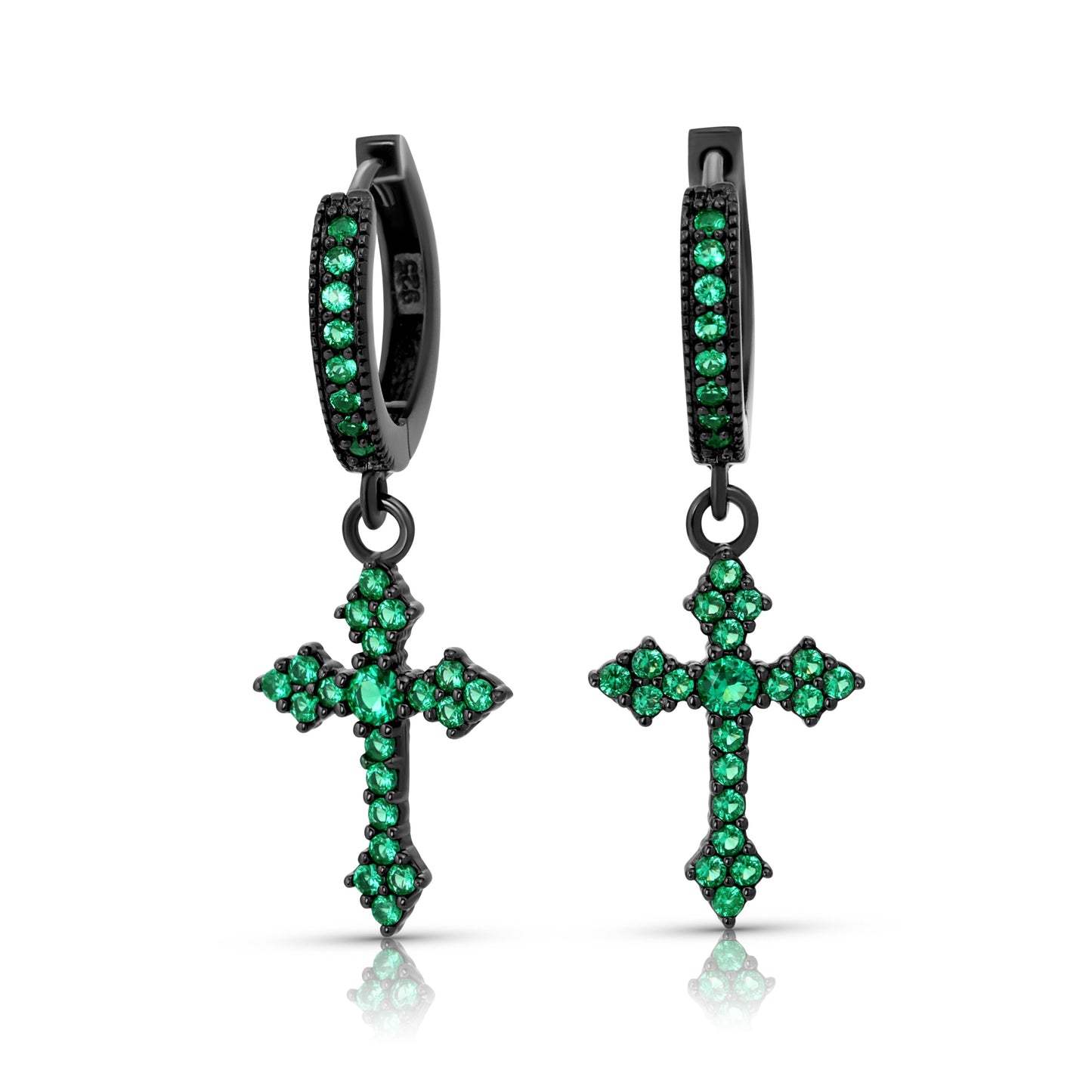Moissanite Gothic Cross Hoop Earrings