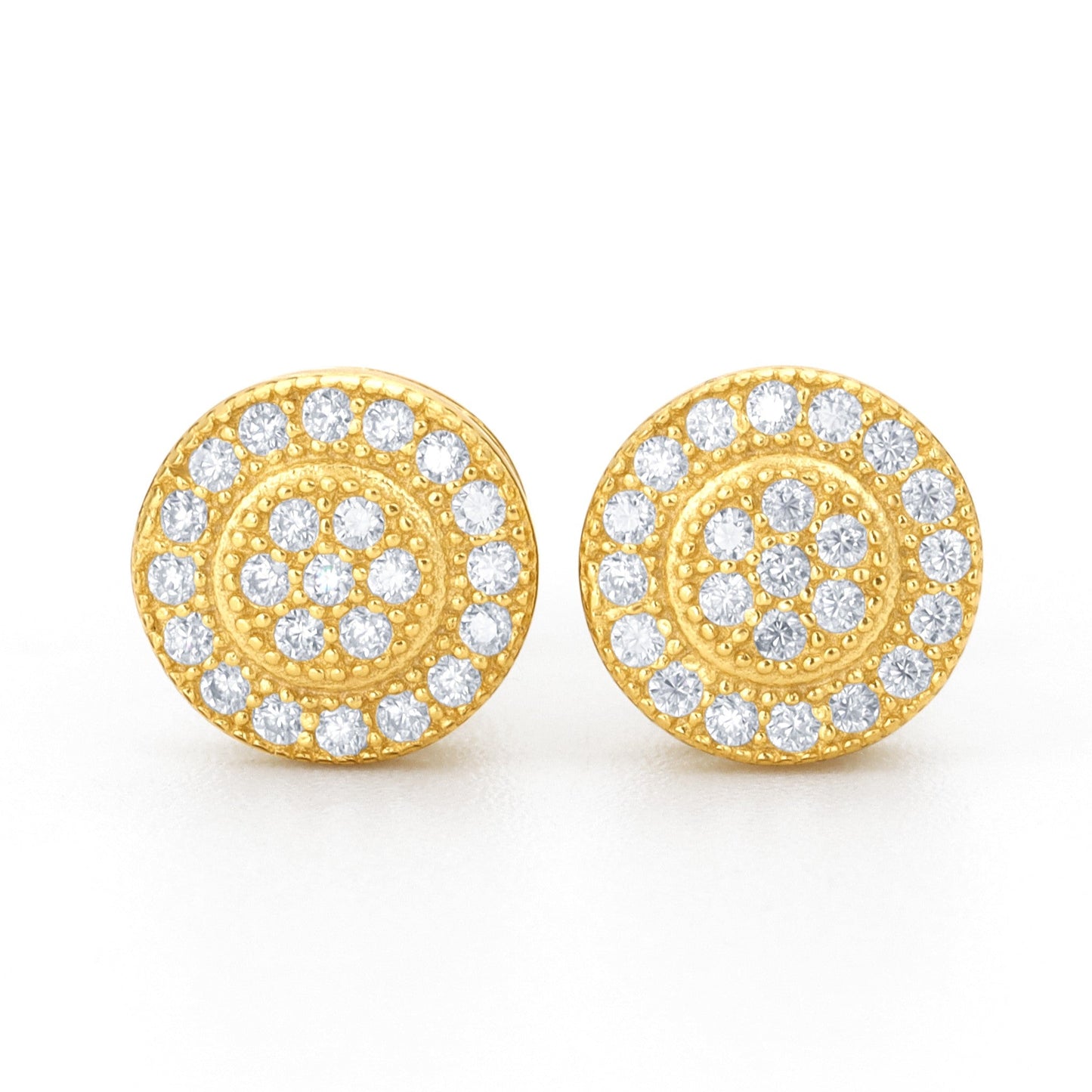 Round Pave Moissanite Stud Earrings