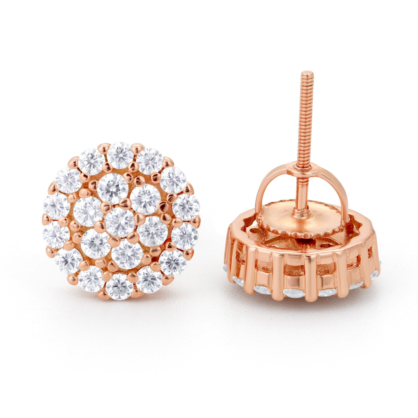 Round Pave VVS Moissanite Stud Earrings