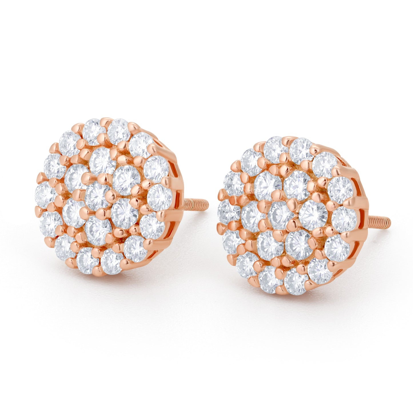 Round Pave VVS Moissanite Stud Earrings