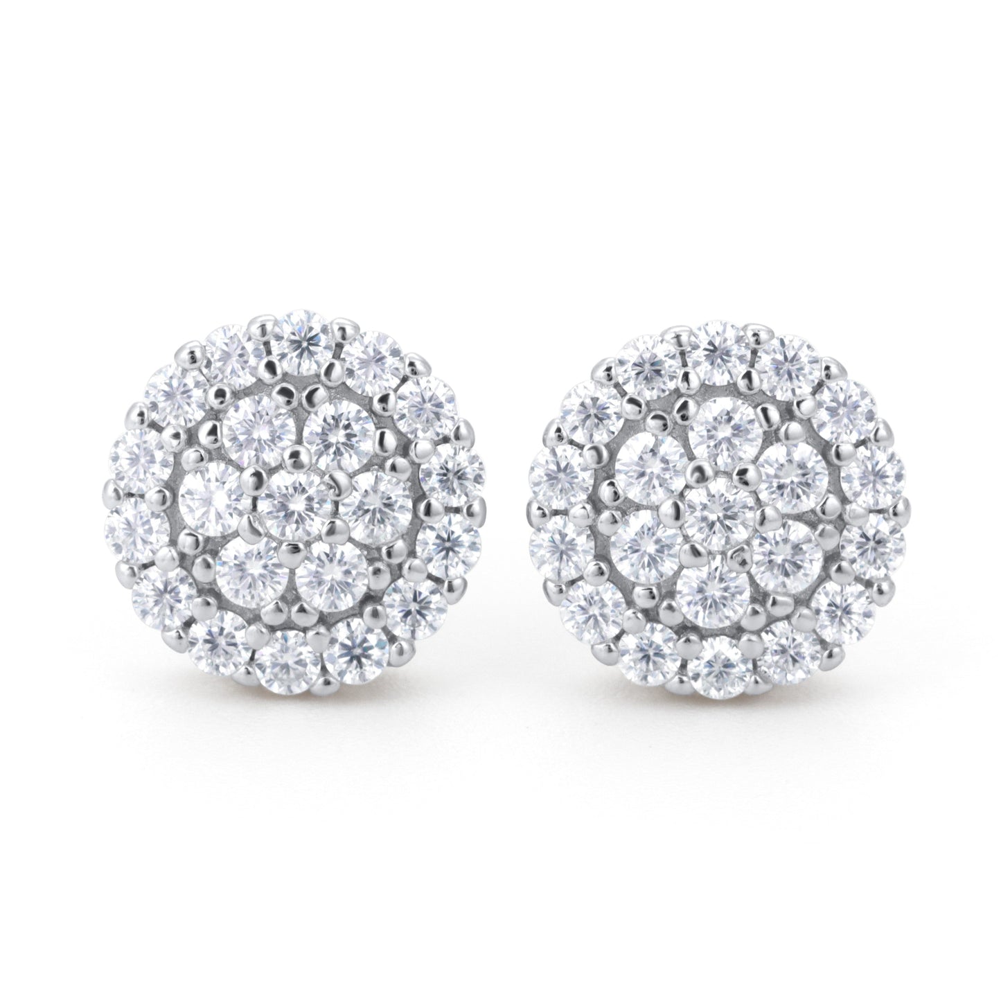 Round Pave VVS Moissanite Stud Earrings