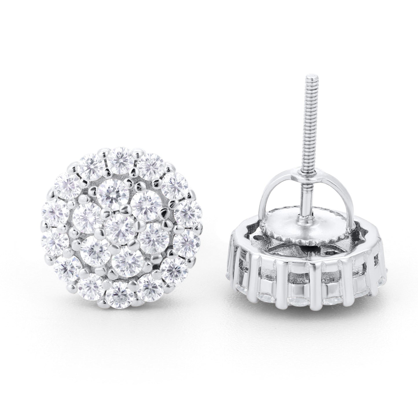 Round Pave VVS Moissanite Stud Earrings