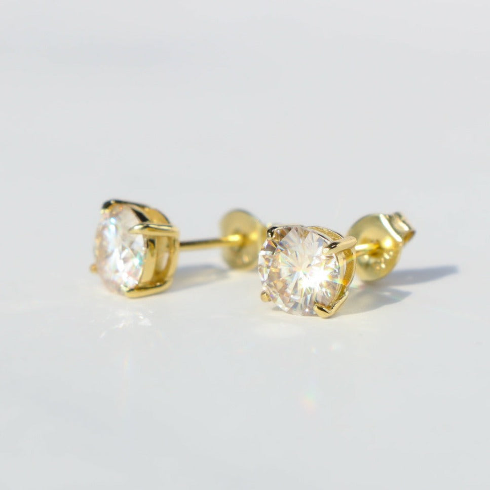 Round Cut Moissanite Stud Earrings