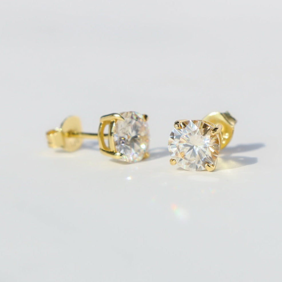 Round Cut Moissanite Stud Earrings