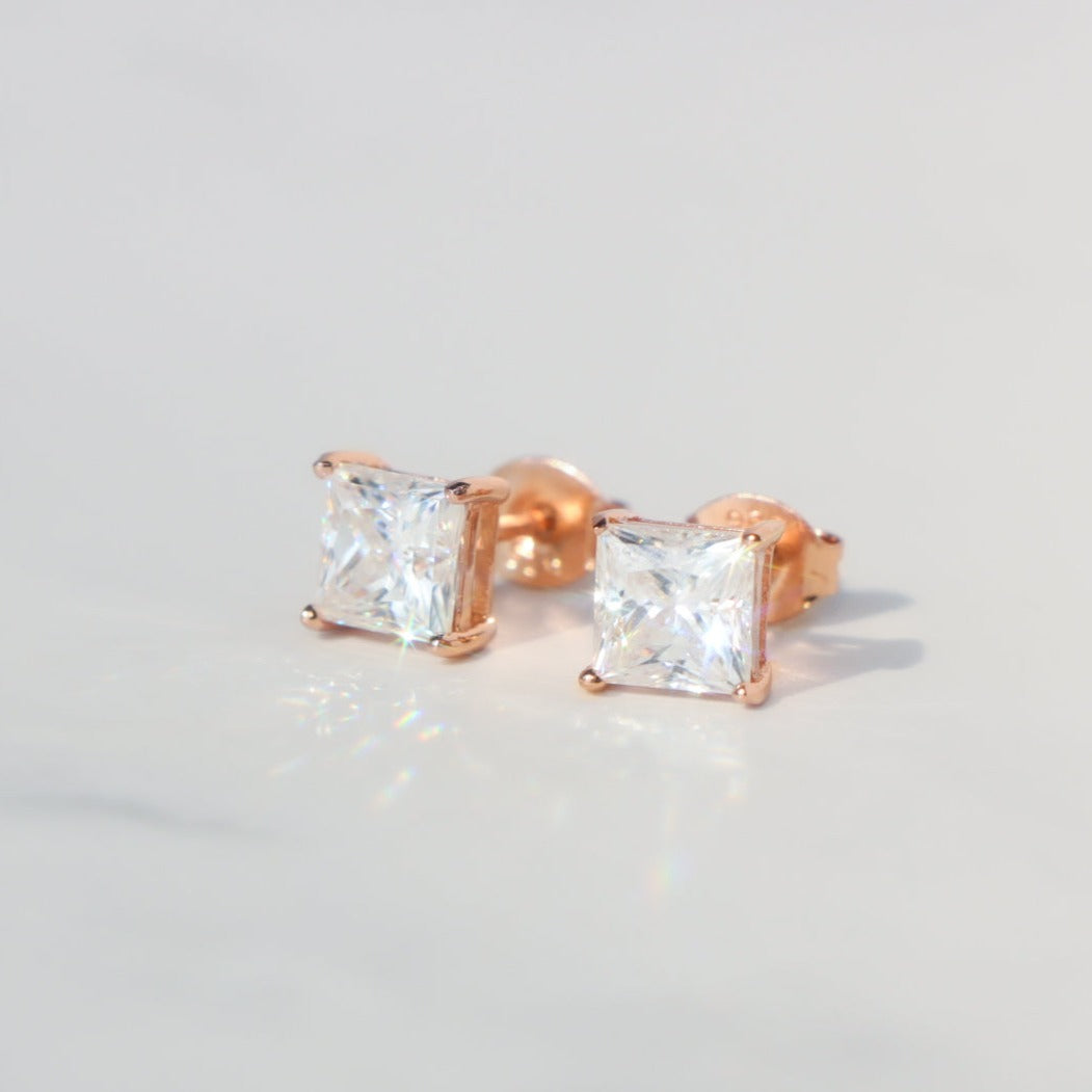 Princess Cut Moissanite Stud Earrings